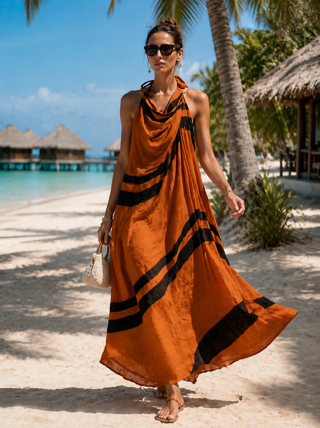 Liserie Solara Printed Halter Maxi Dress
