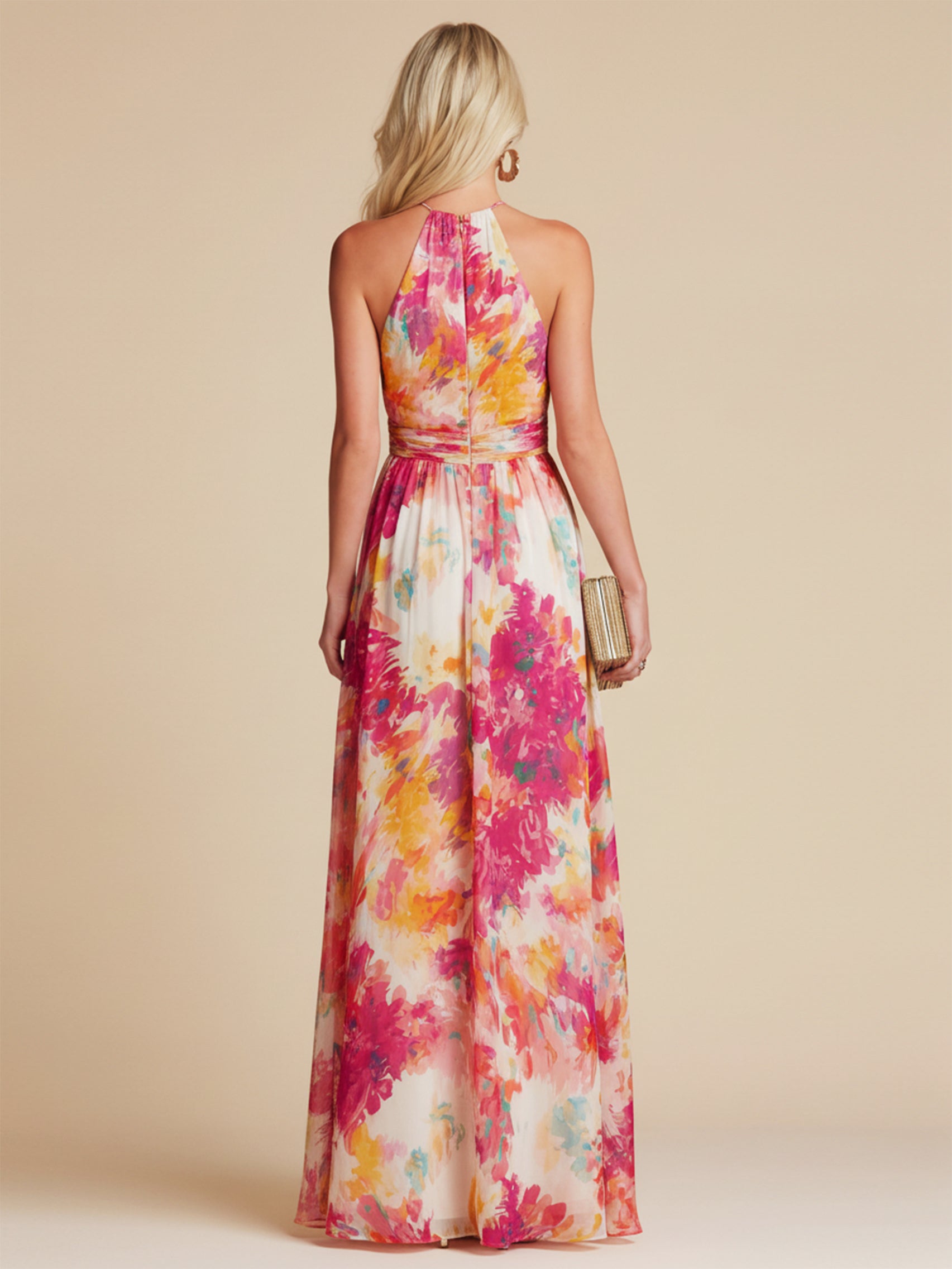 Liserie Chiffon Floral Maxi Dress Vacation Wear