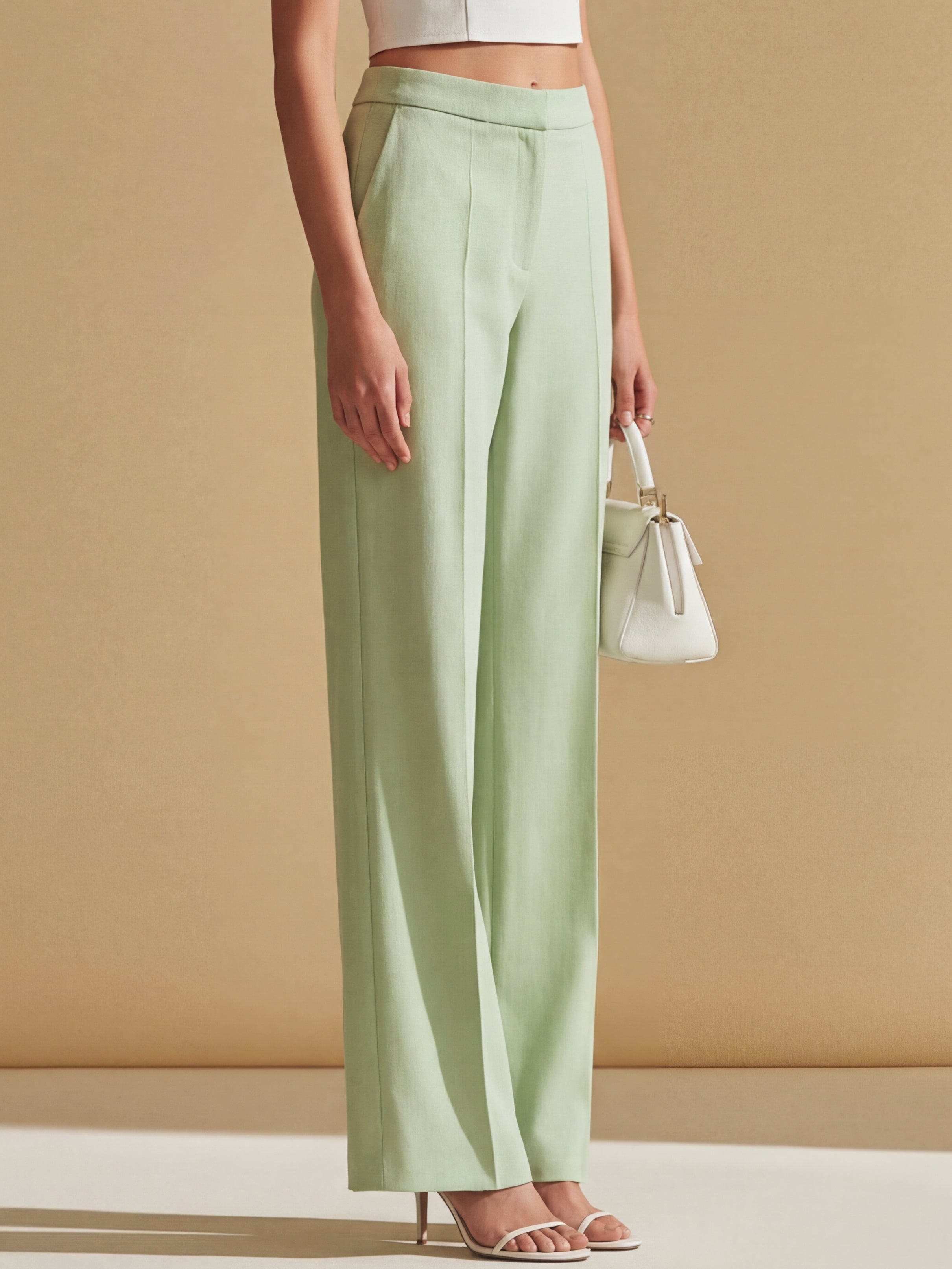 Liserie Mint Green Tailored Wide Leg Trousers