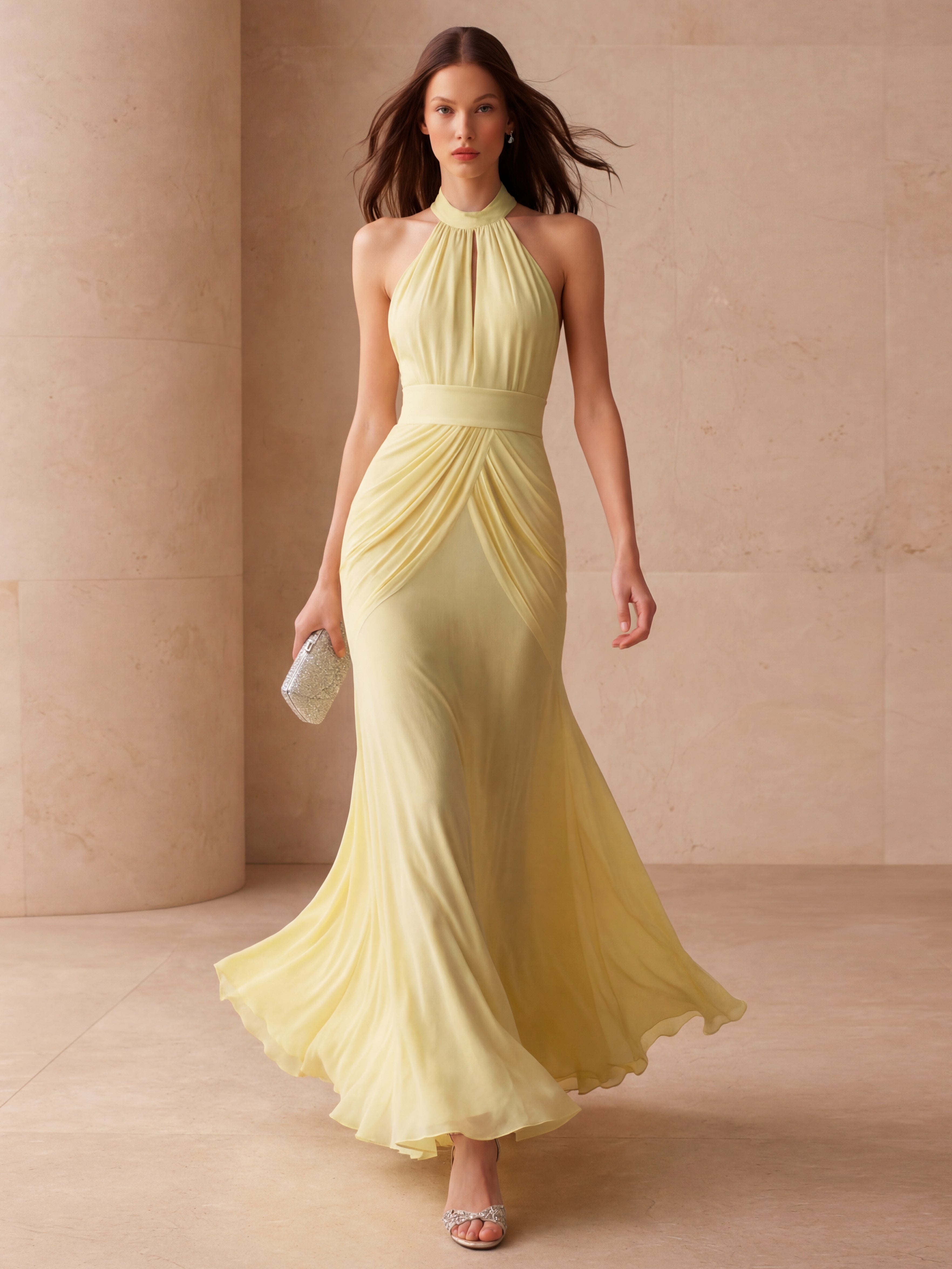 Liserie Butter Yellow Bridesmaid Cocktail Maxi Dress