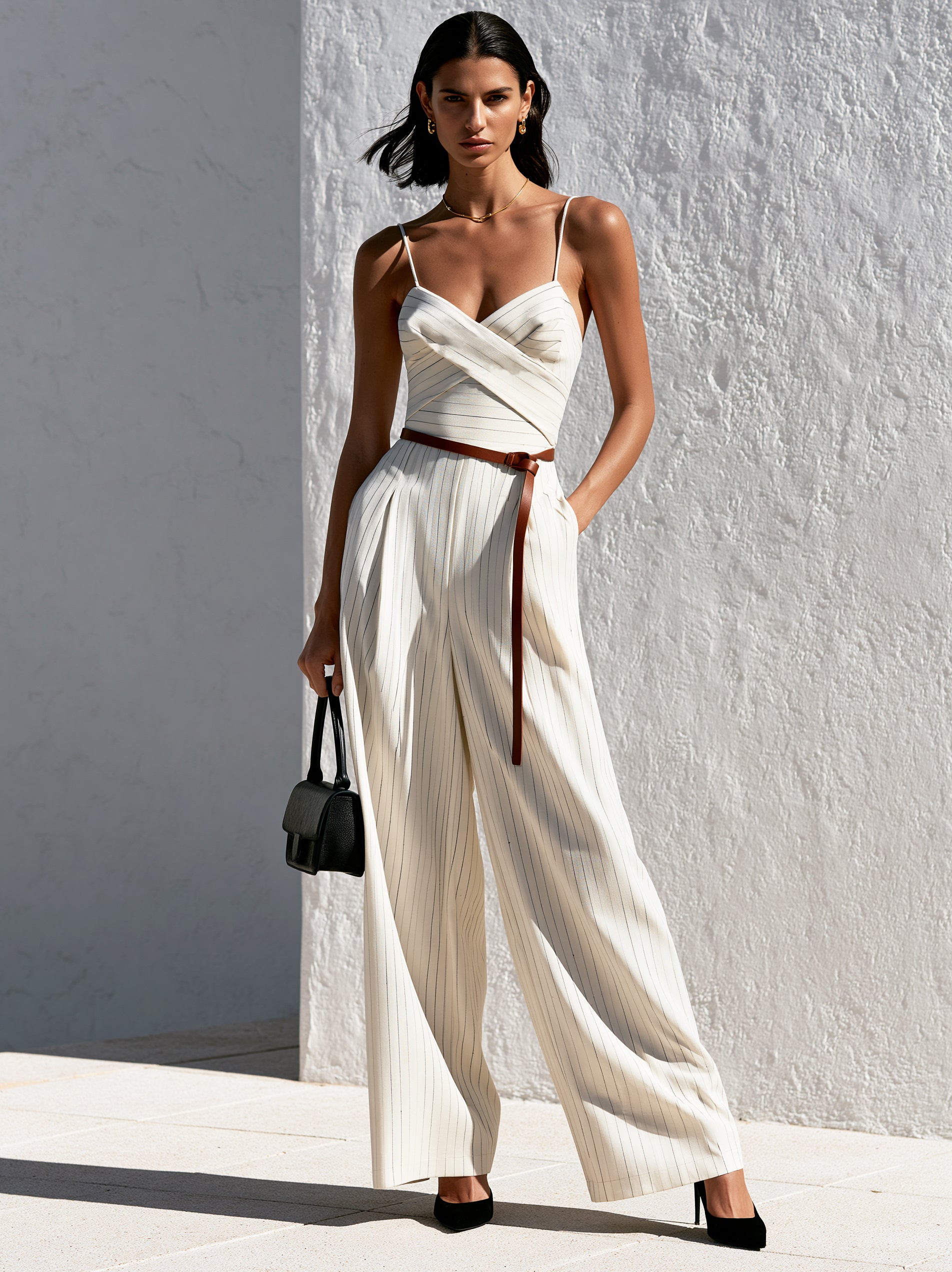 Liserie Minimalist Sienna Pinstripe Wrap Jumpsuit