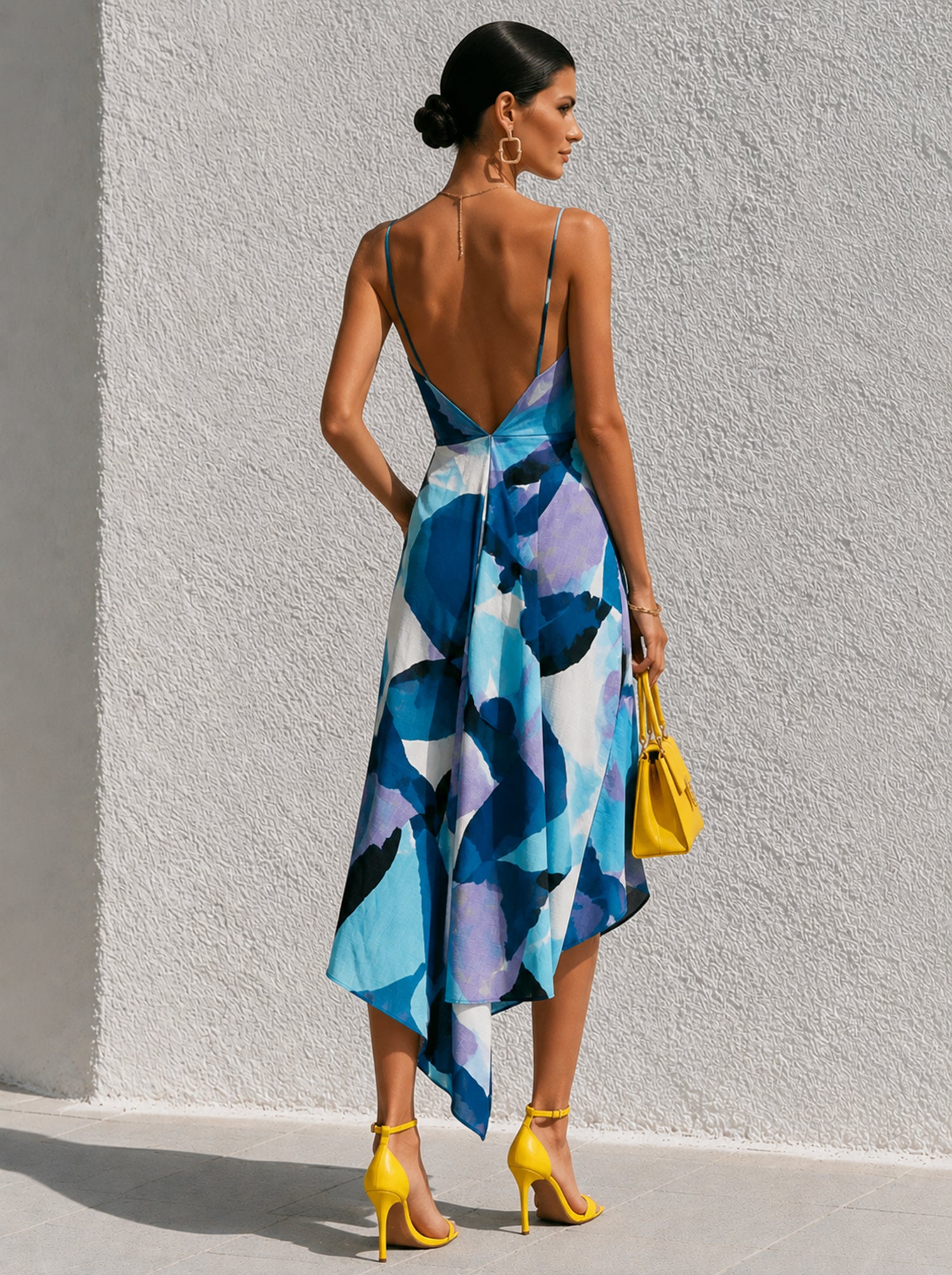 Liserie“Color Palette” Minimalist Asymmetrical Printed Slip Dress