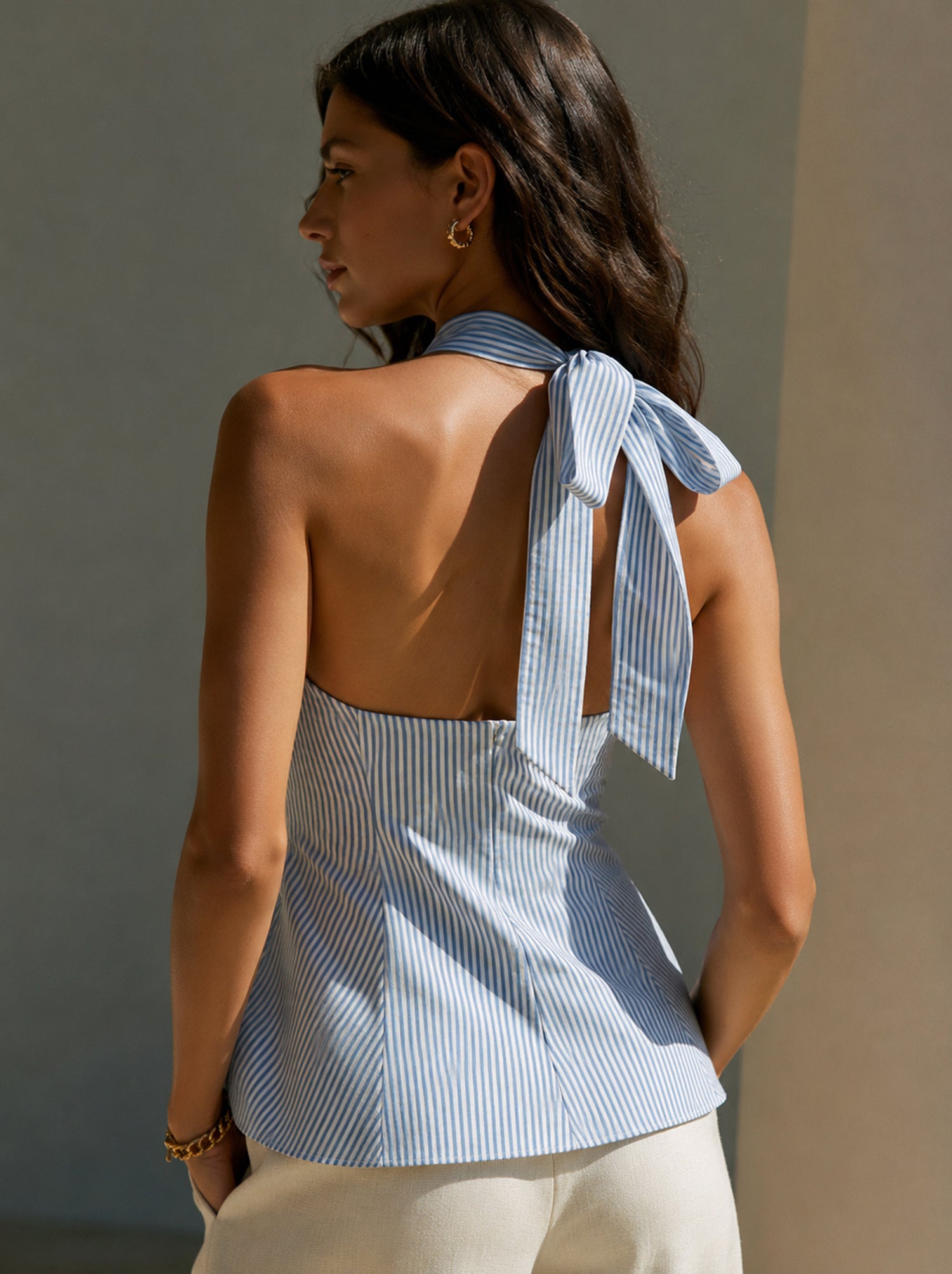 Liserie Coastal Stripe Cross Halter Top