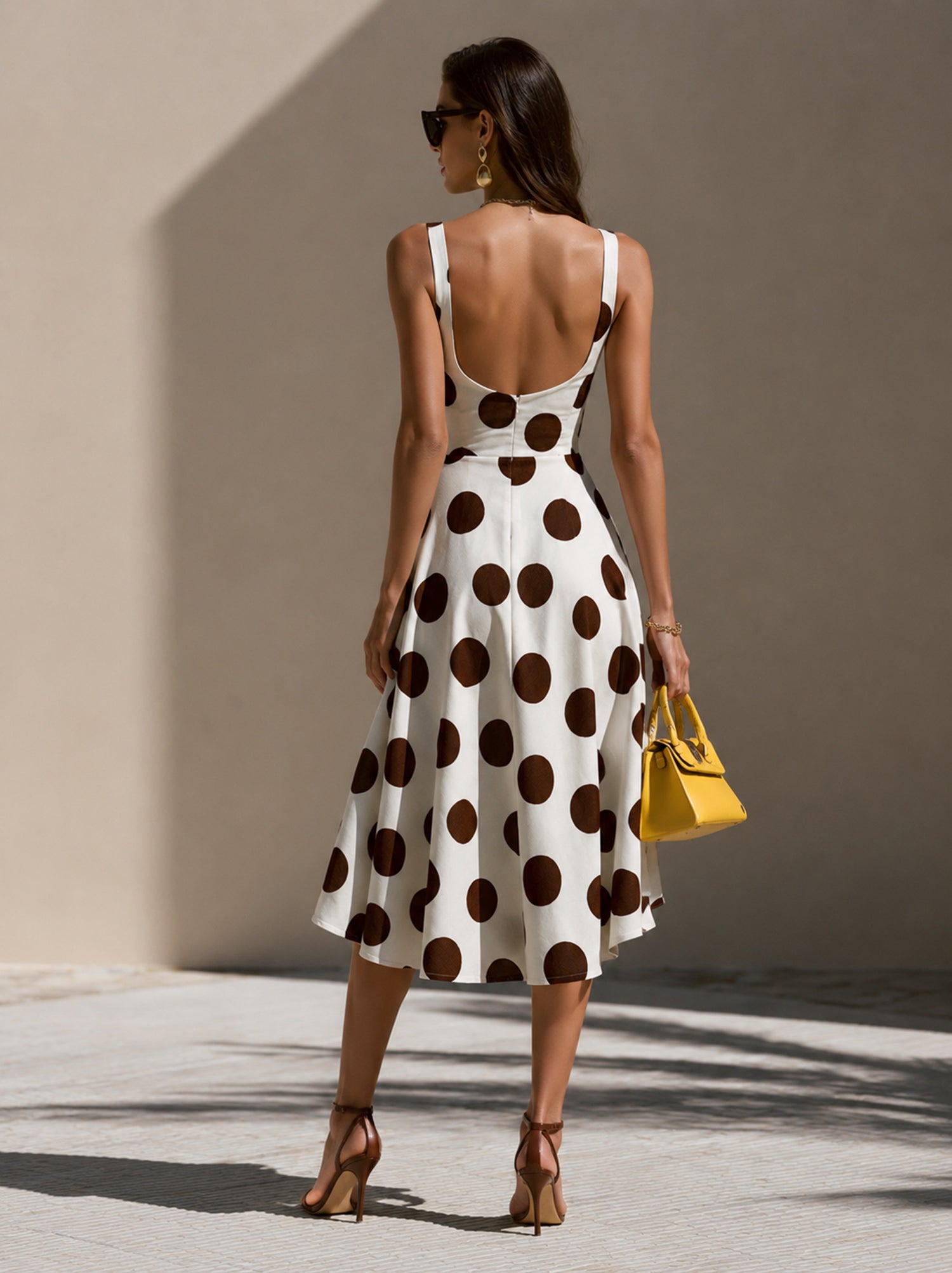 Liserie Vintage Asymmetrical Polka Dot Midi Dress