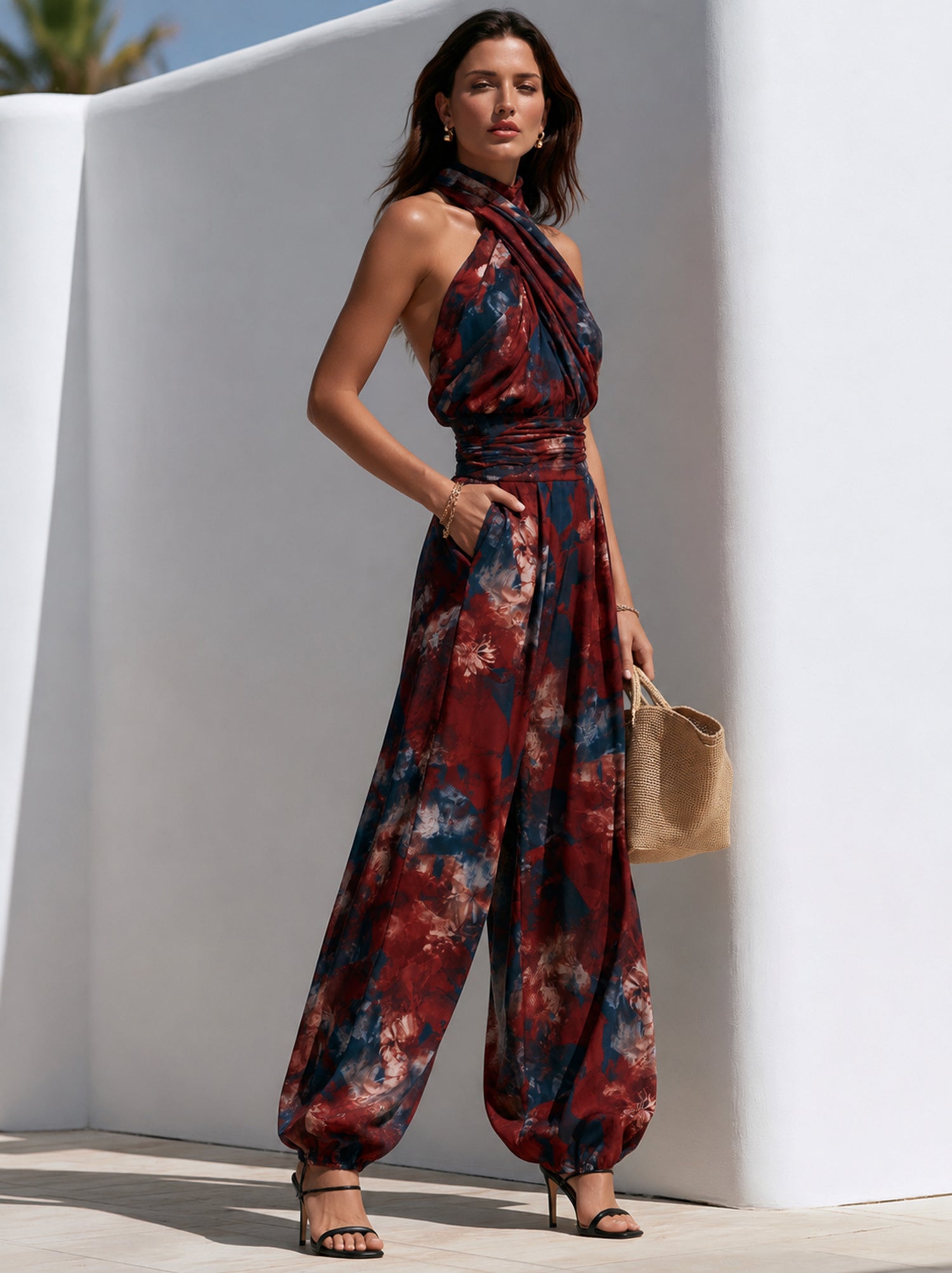 Liserie "Twilight Impression" Crisscross Halter Jumpsuit