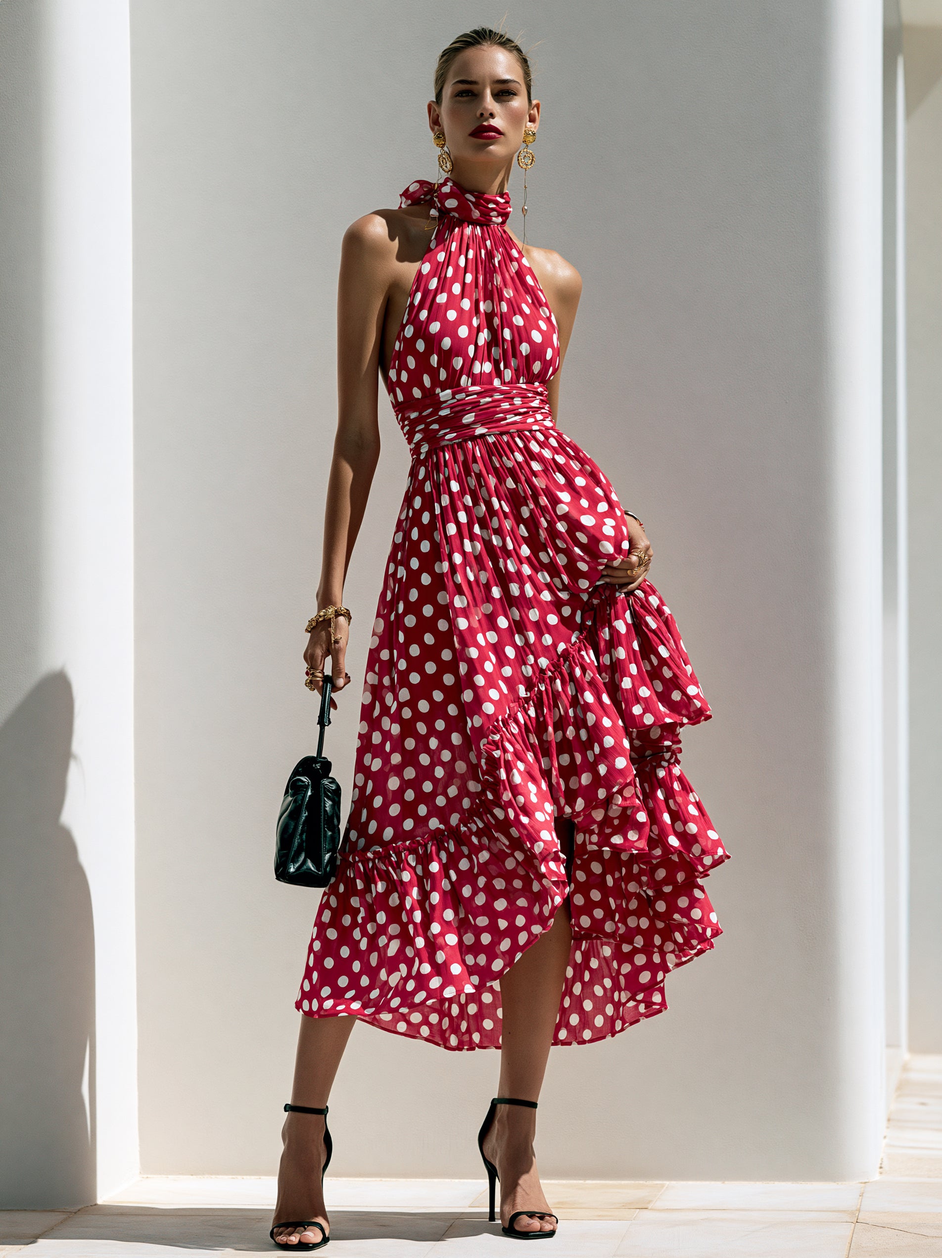 Vintage Polka-Dot Halter Dress | A Perfect Blend Of French Romance And Elegance