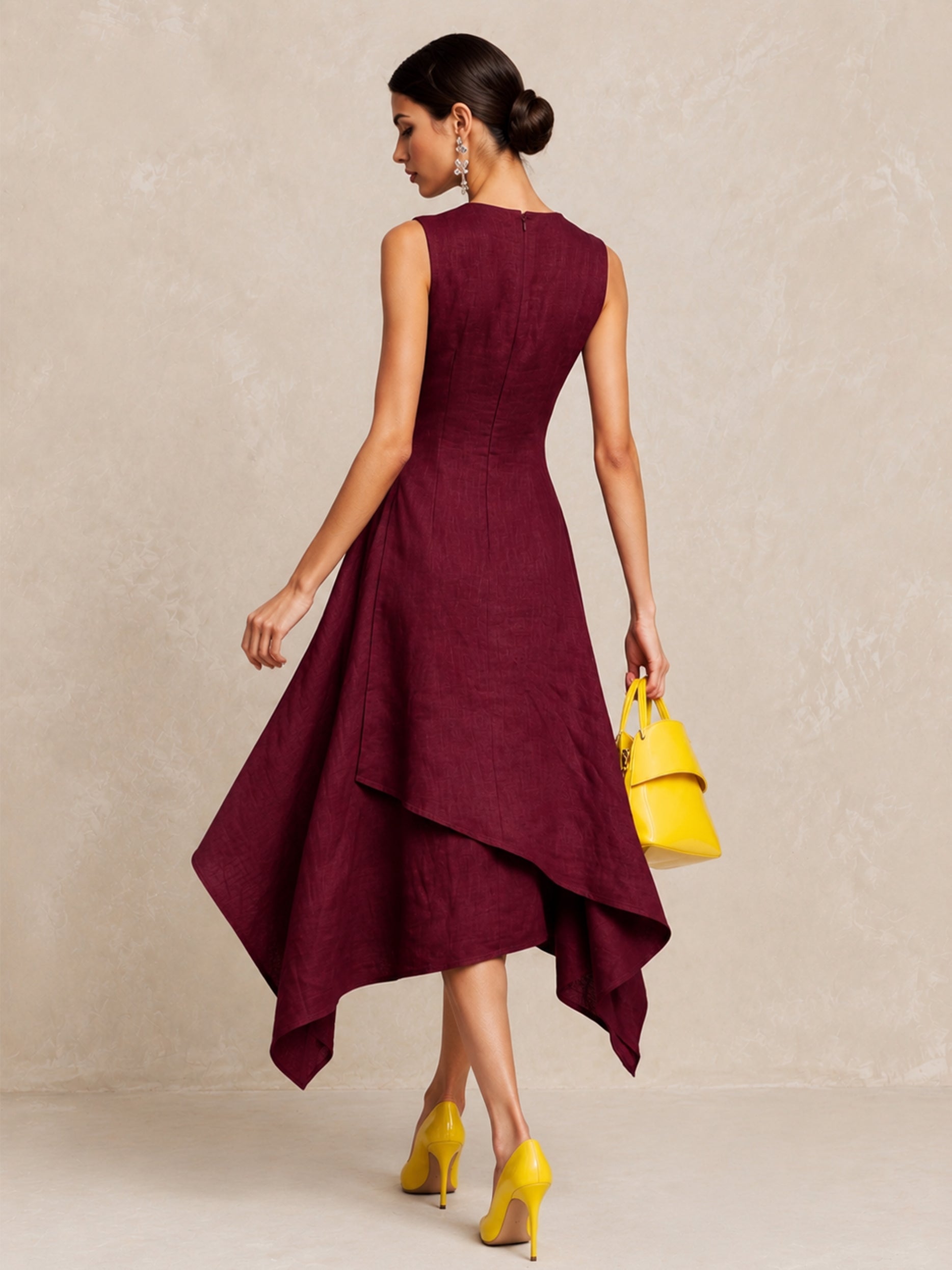Liserie Elegant Asymmetric Midi Dress
