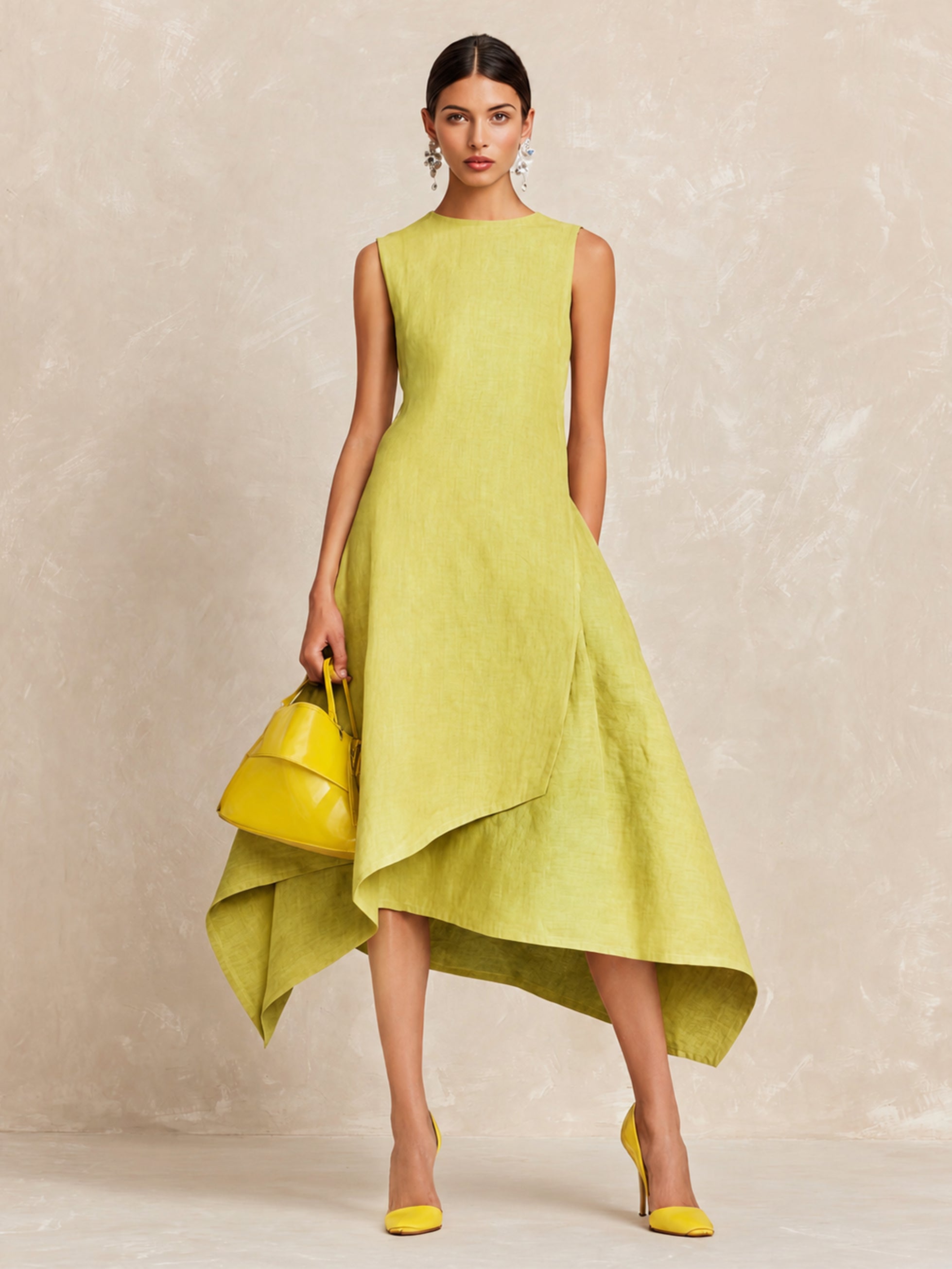 Liserie Elegant Asymmetric Midi Dress