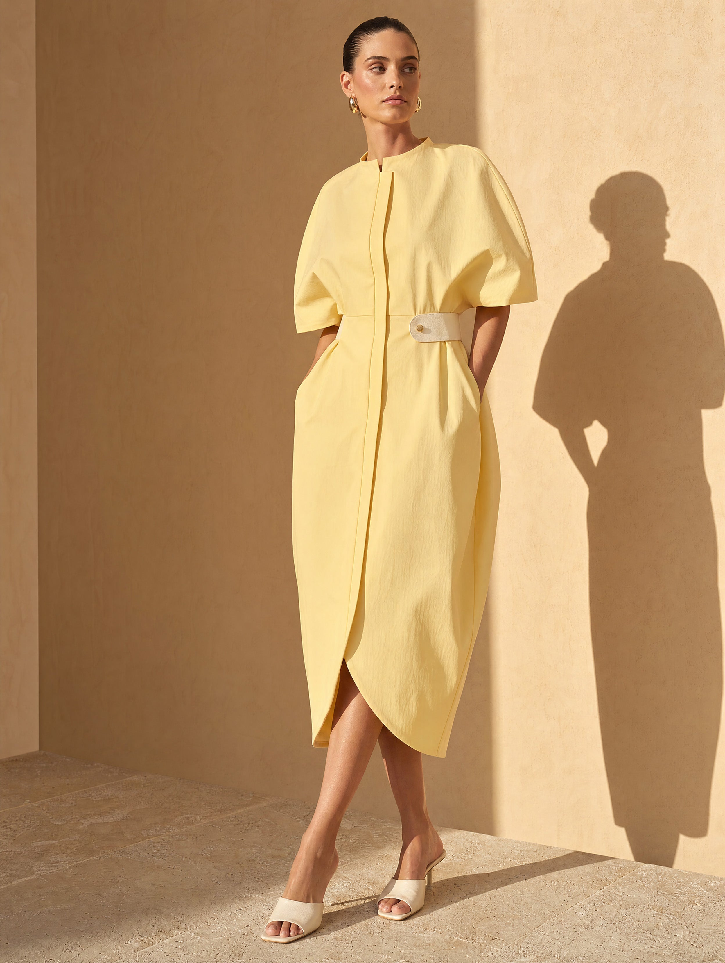 French Grace Butter Yellow Midi Dress