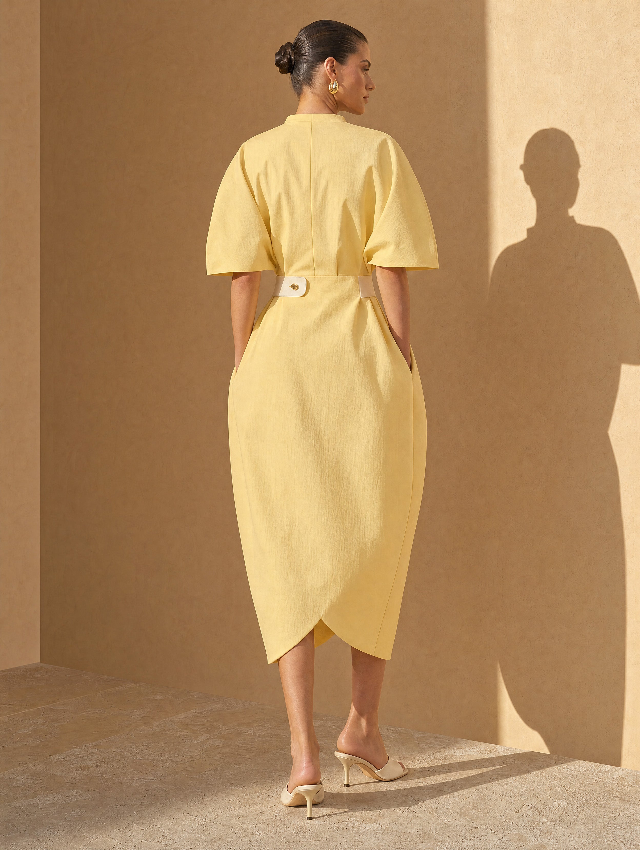 French Grace Butter Yellow Midi Dress
