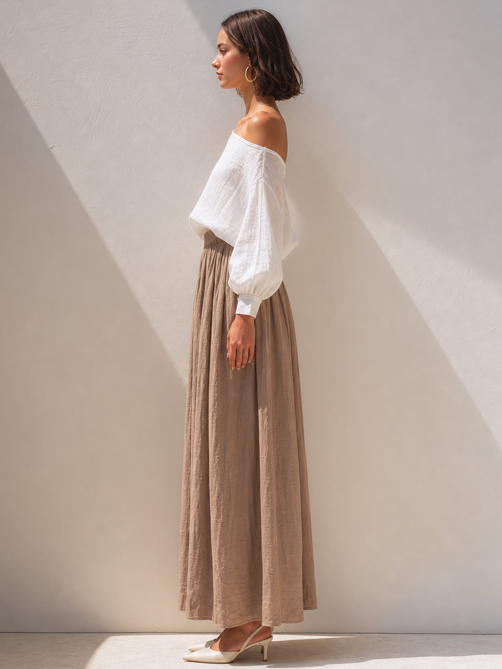 Elegant Off-shoulder Linen Set