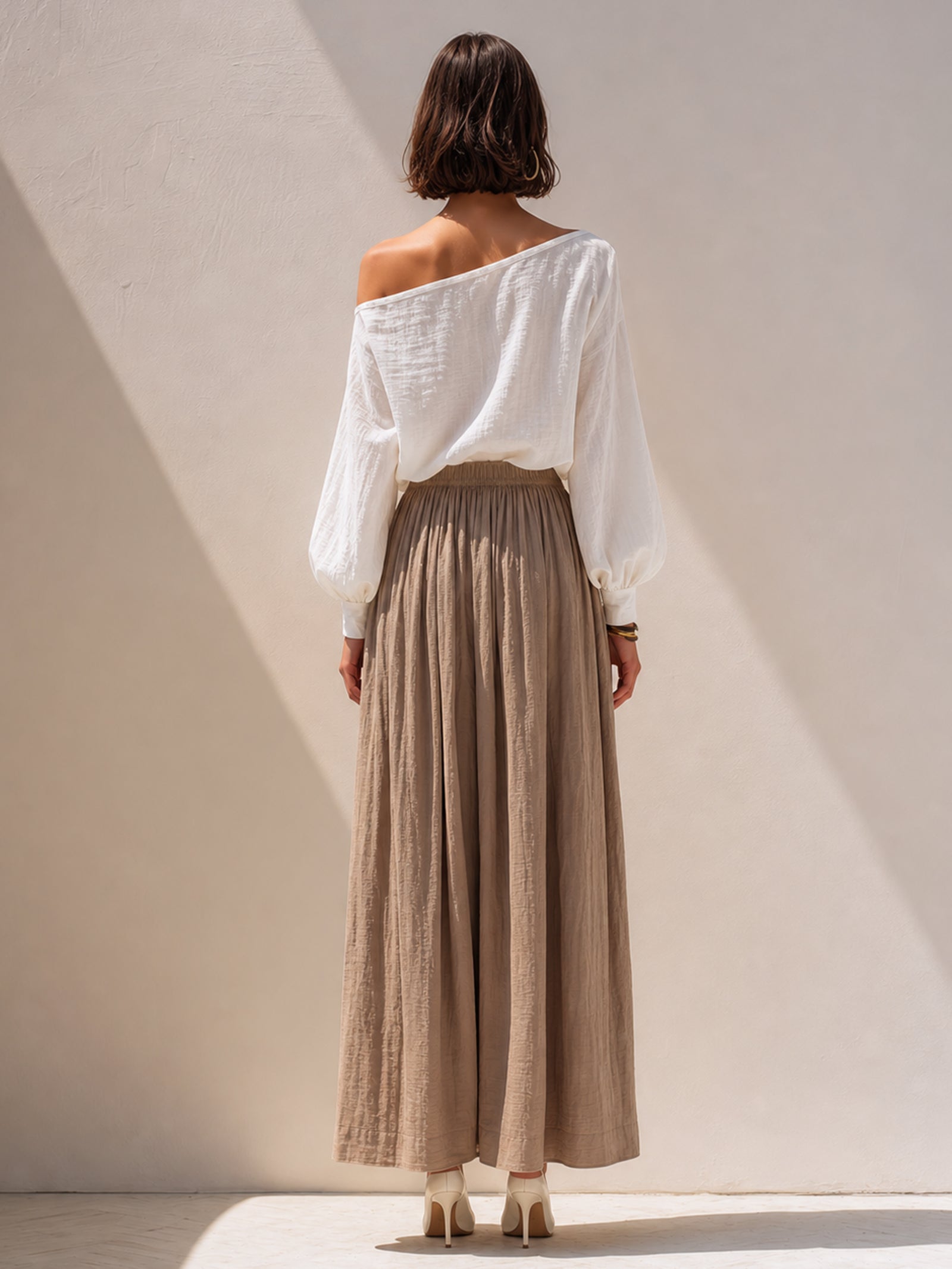 Elegant Off-shoulder Linen Set