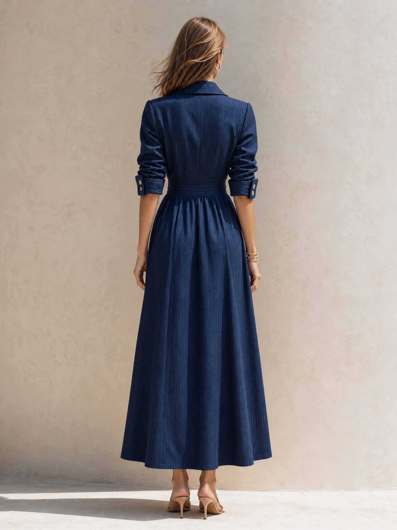 Blue Plaid Trench-style Dress
