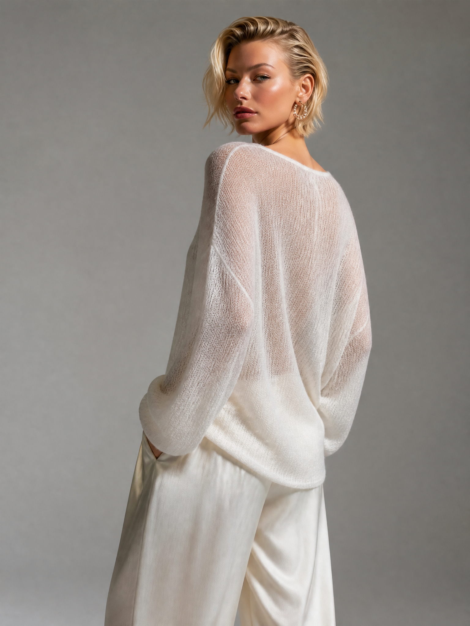 Elegant Long Sleeve Knit Oversized Sweater Early Autumn