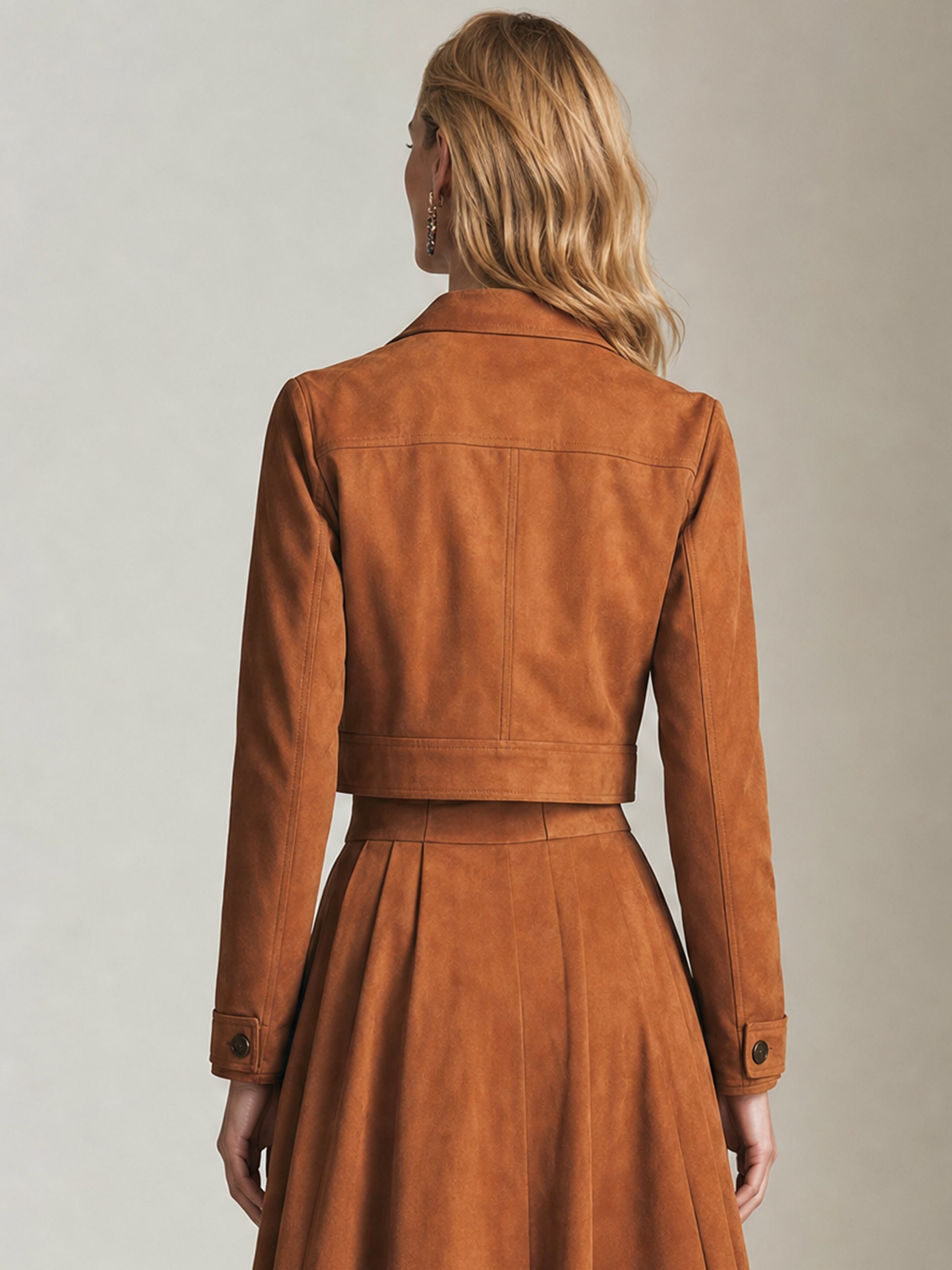 Camel Suede Cropped Vintage Jacket Outerwear