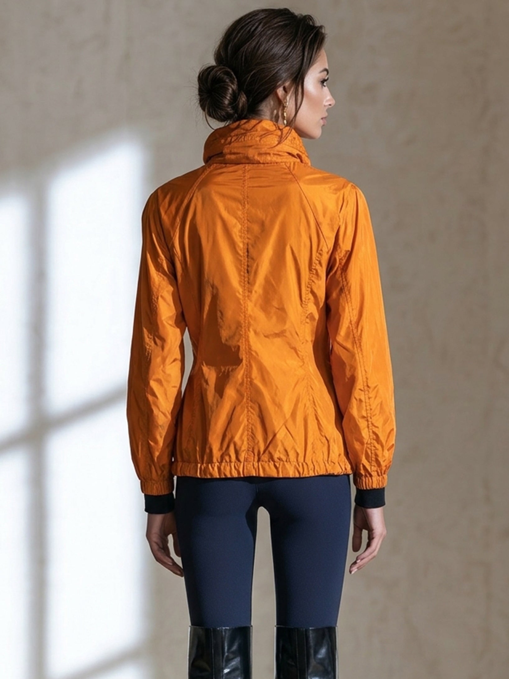 Lightweight Cinched‑Waist Zip‑Up Windbreaker Jacket Outerwear