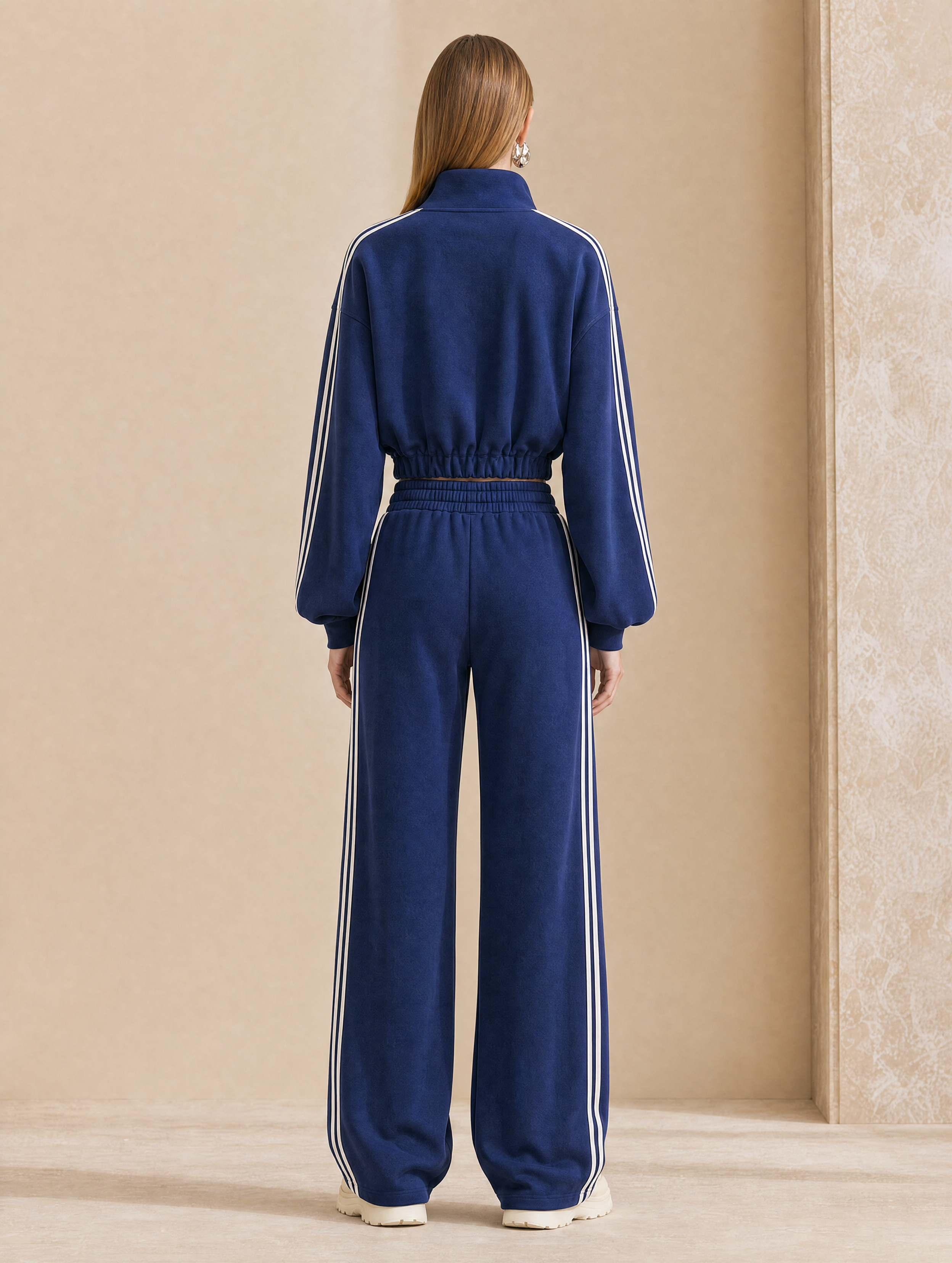 Navy Blue And White Striped Tracksuit
