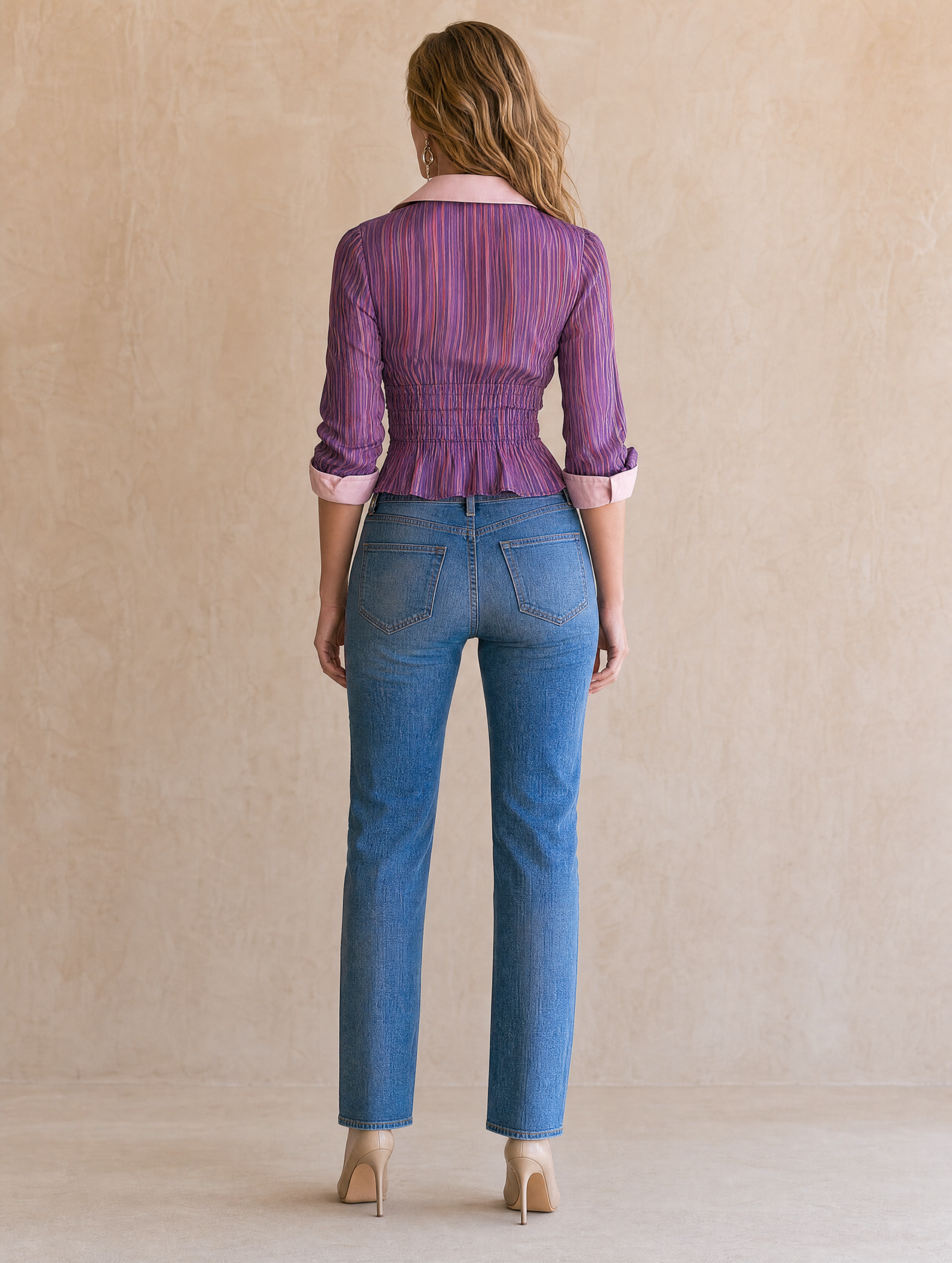 Purple And Pink Mixed-color Faux-layered Shirt