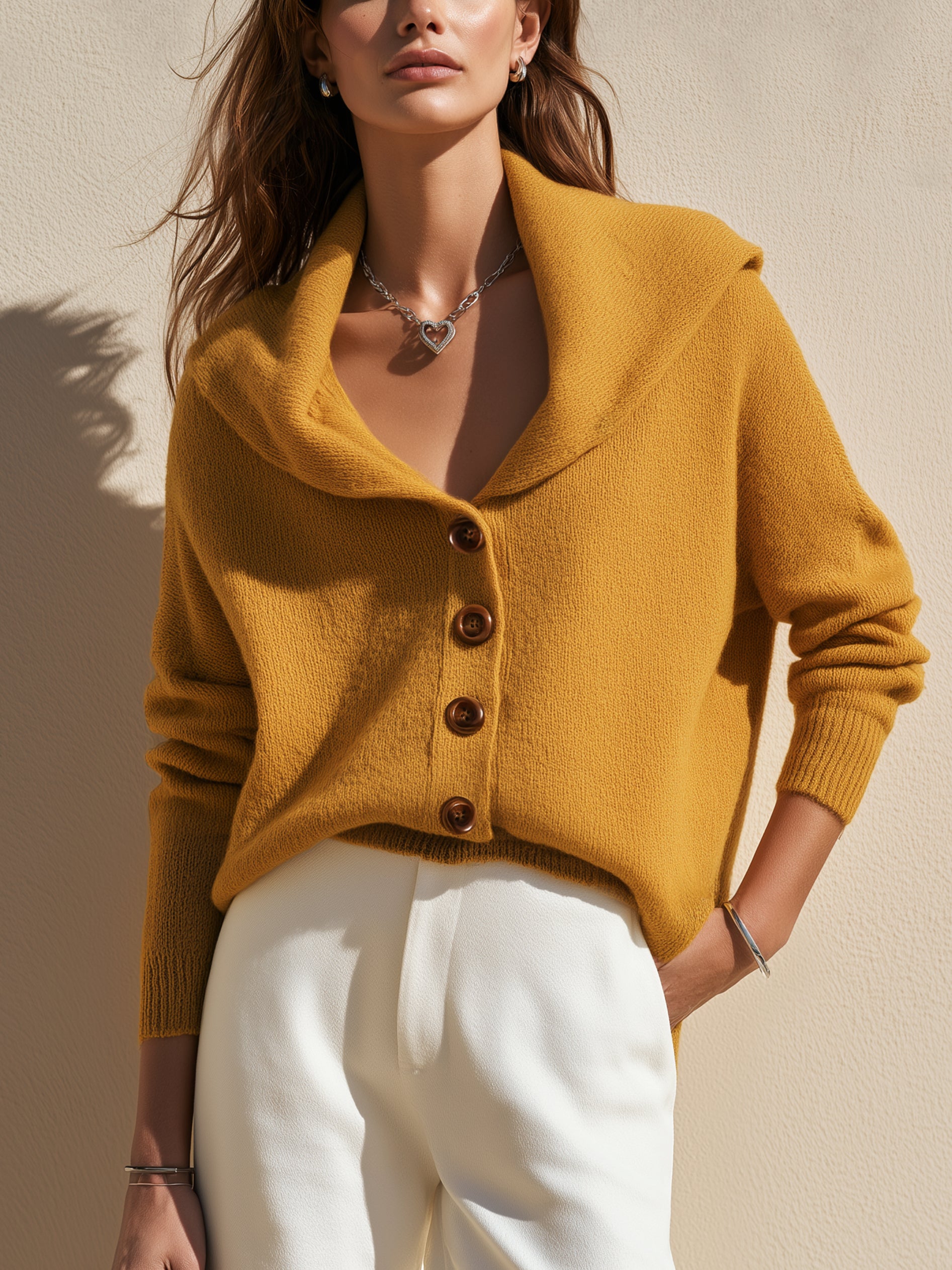 Shawl‑Collar Knit Cardigan Sweater