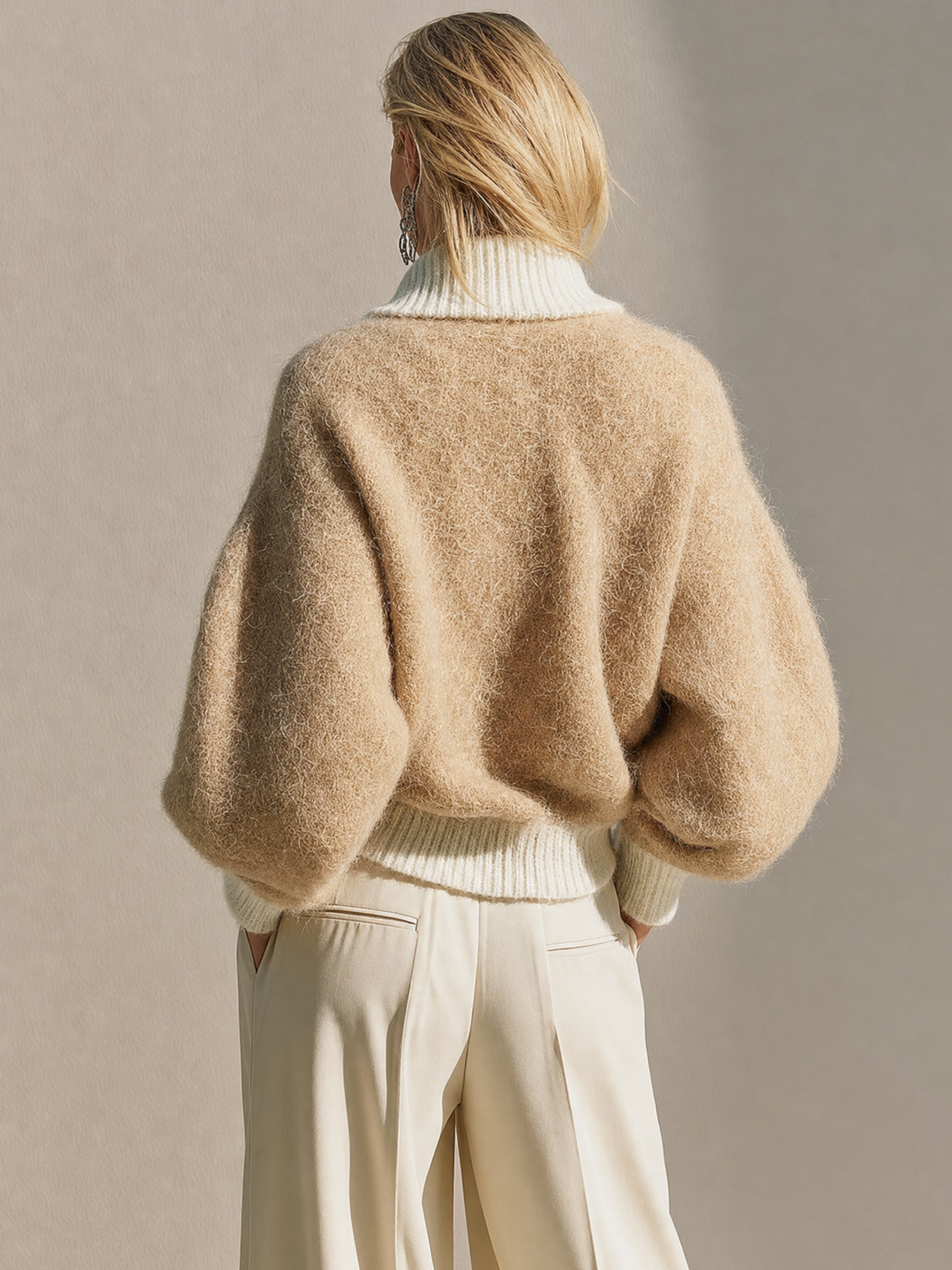 Elegant Relaxed Half‑Zip Knit Pullover Sweater