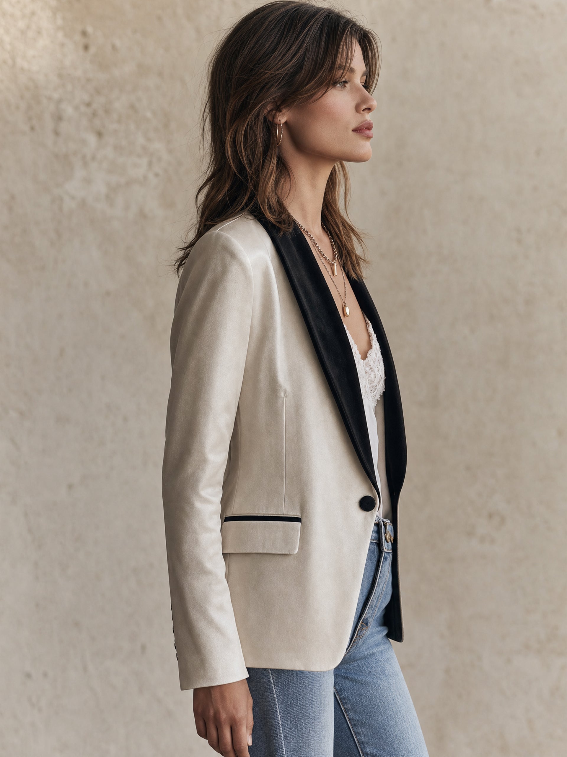 Velvet Tailored Black Velvet Shawl Lapel Blazer Jacket