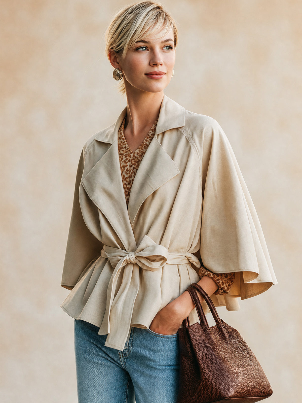 Cape‑Style Trench Jacket Outerwear