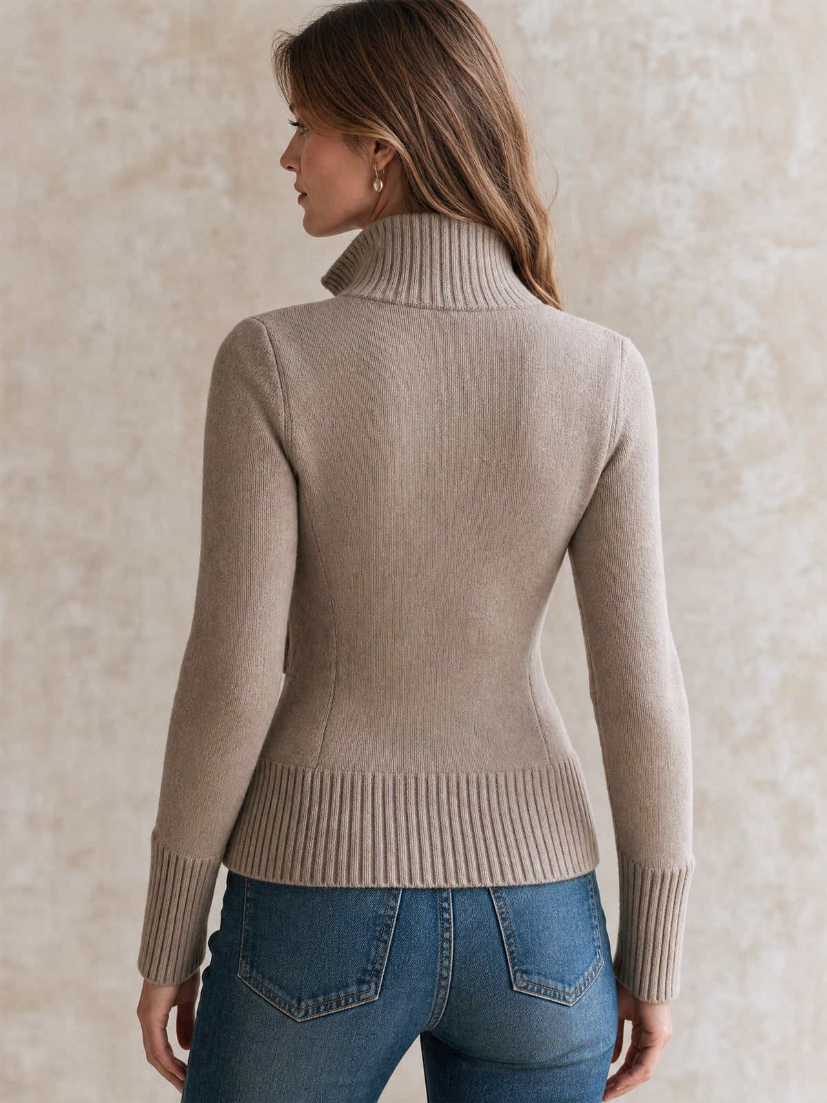 Ribbed Knit Zip‑Up Military Jacket Outerwear