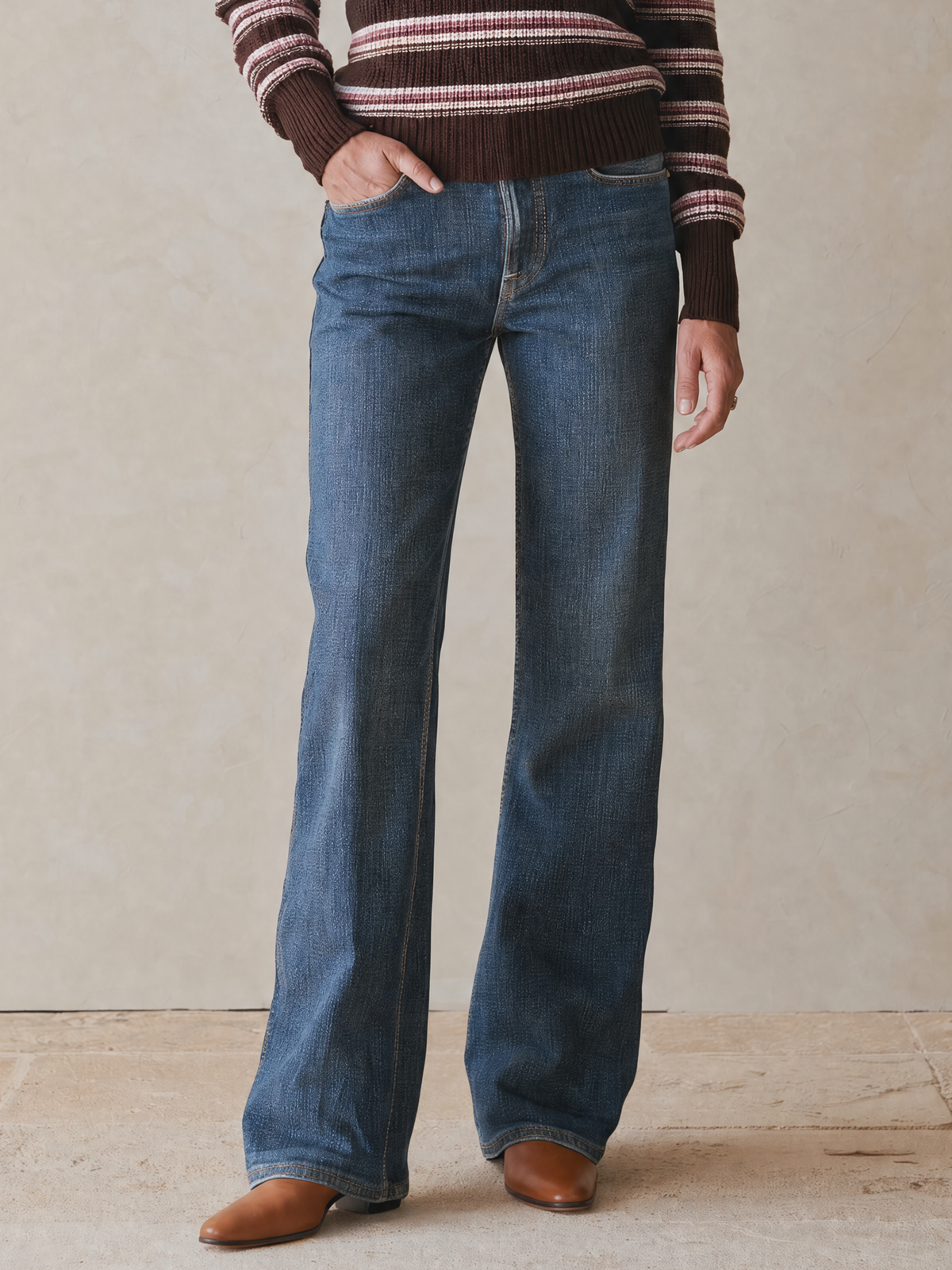 Classic Dark Blue Straight-Leg Wide-Leg Jeans