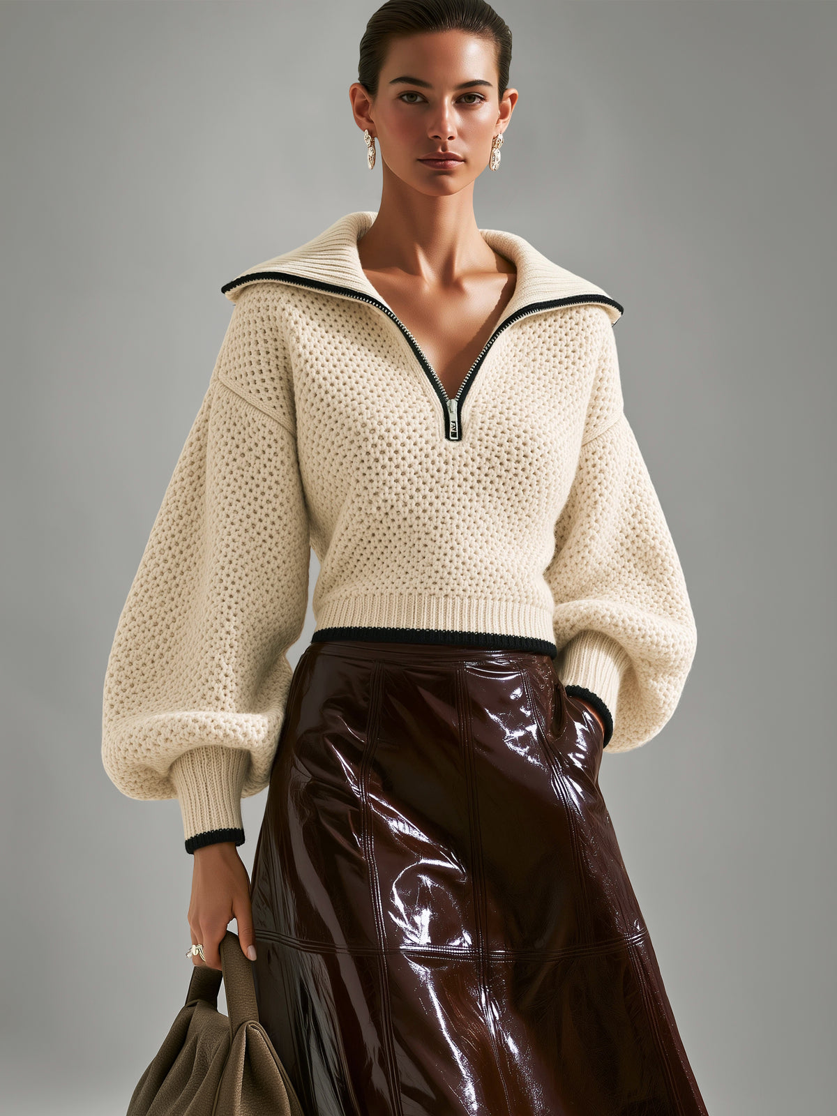 Elegant Half-Zip Chunky Knit Sweater