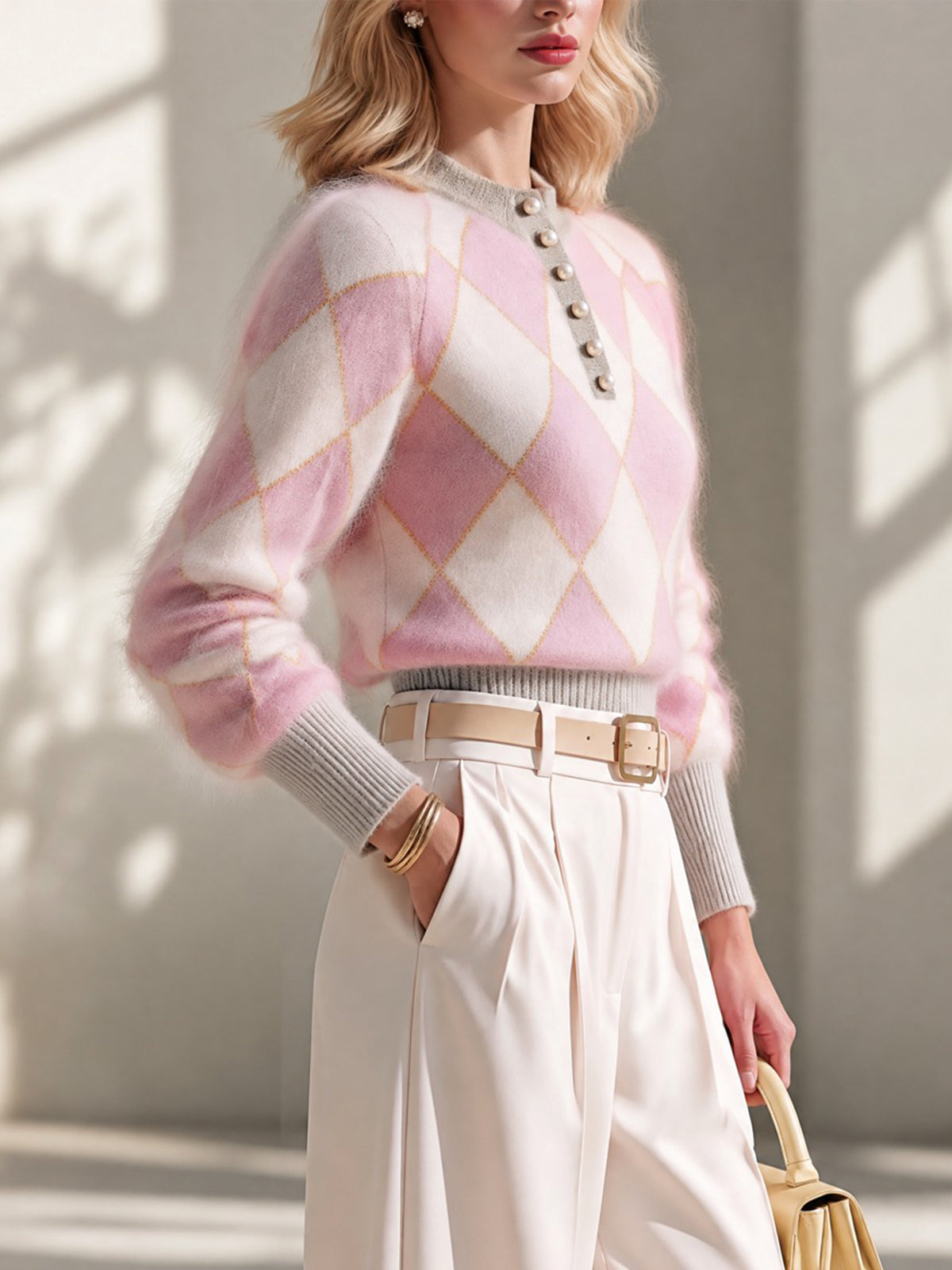 Argyle Mohair Blend Sweater Knitwear