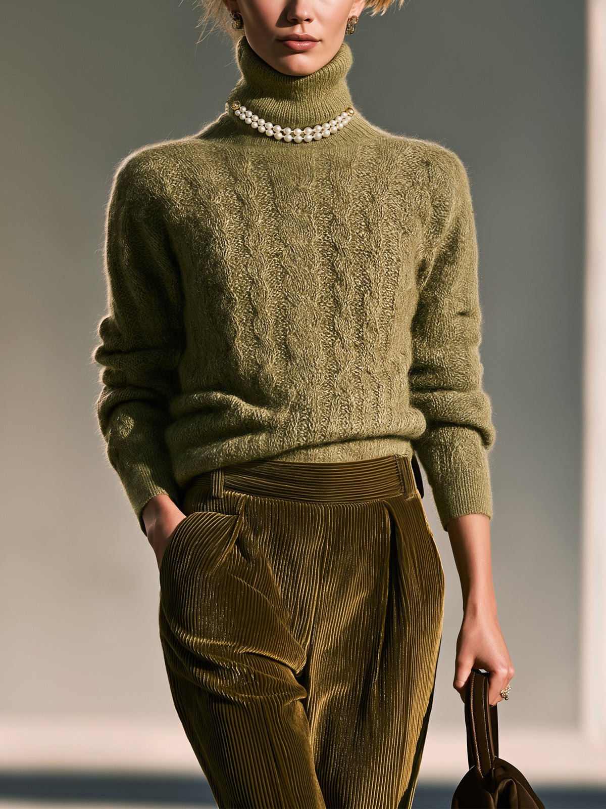 Elegant Cable Knit Turtleneck Sweater