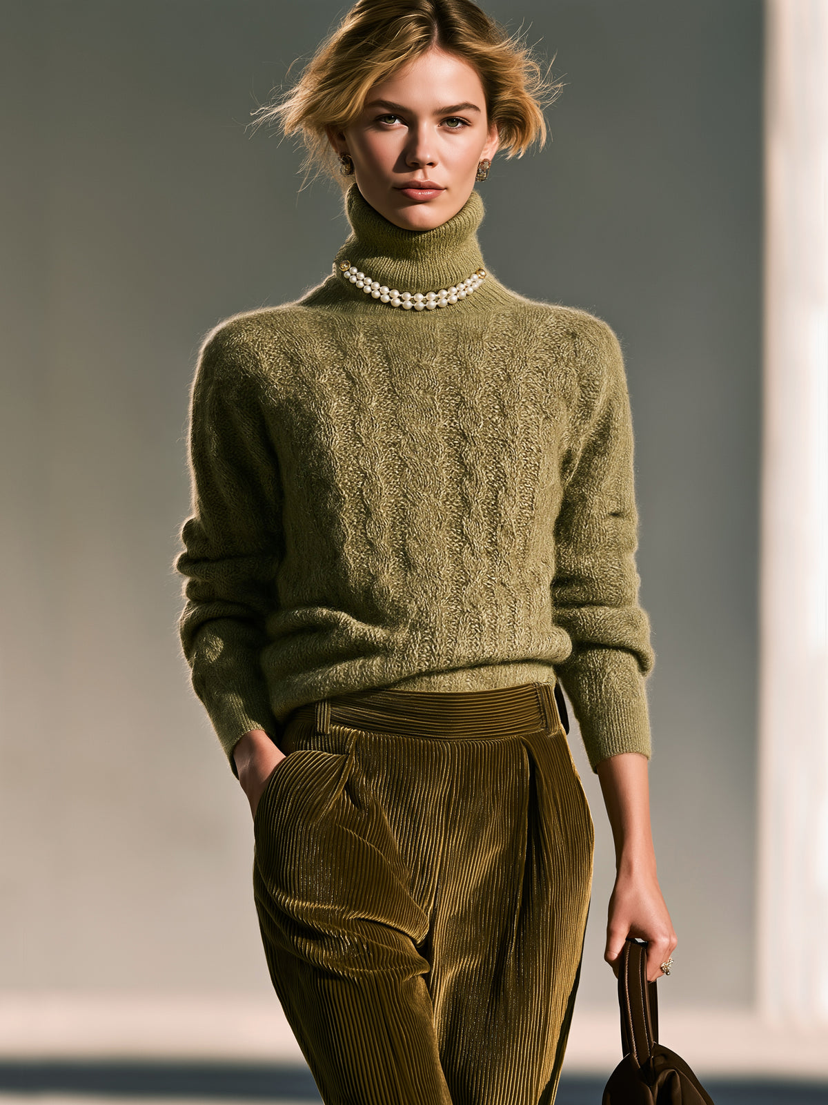 Elegant Cable Knit Turtleneck Sweater