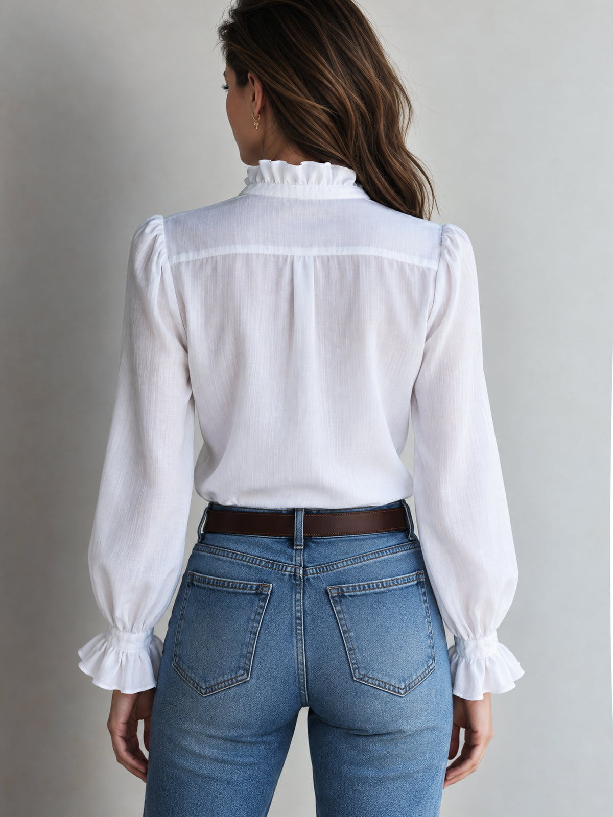 Ruffle Collar Long Sleeve Blouse Shirt
