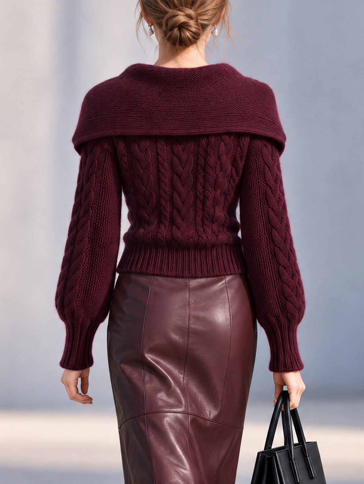 Cable Knit Wool Blend Cardiganr Sweater