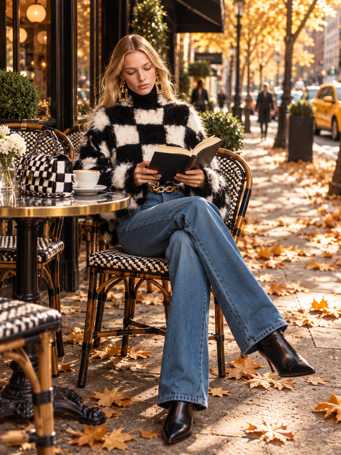 Black And White Checkered Mohair Sweater