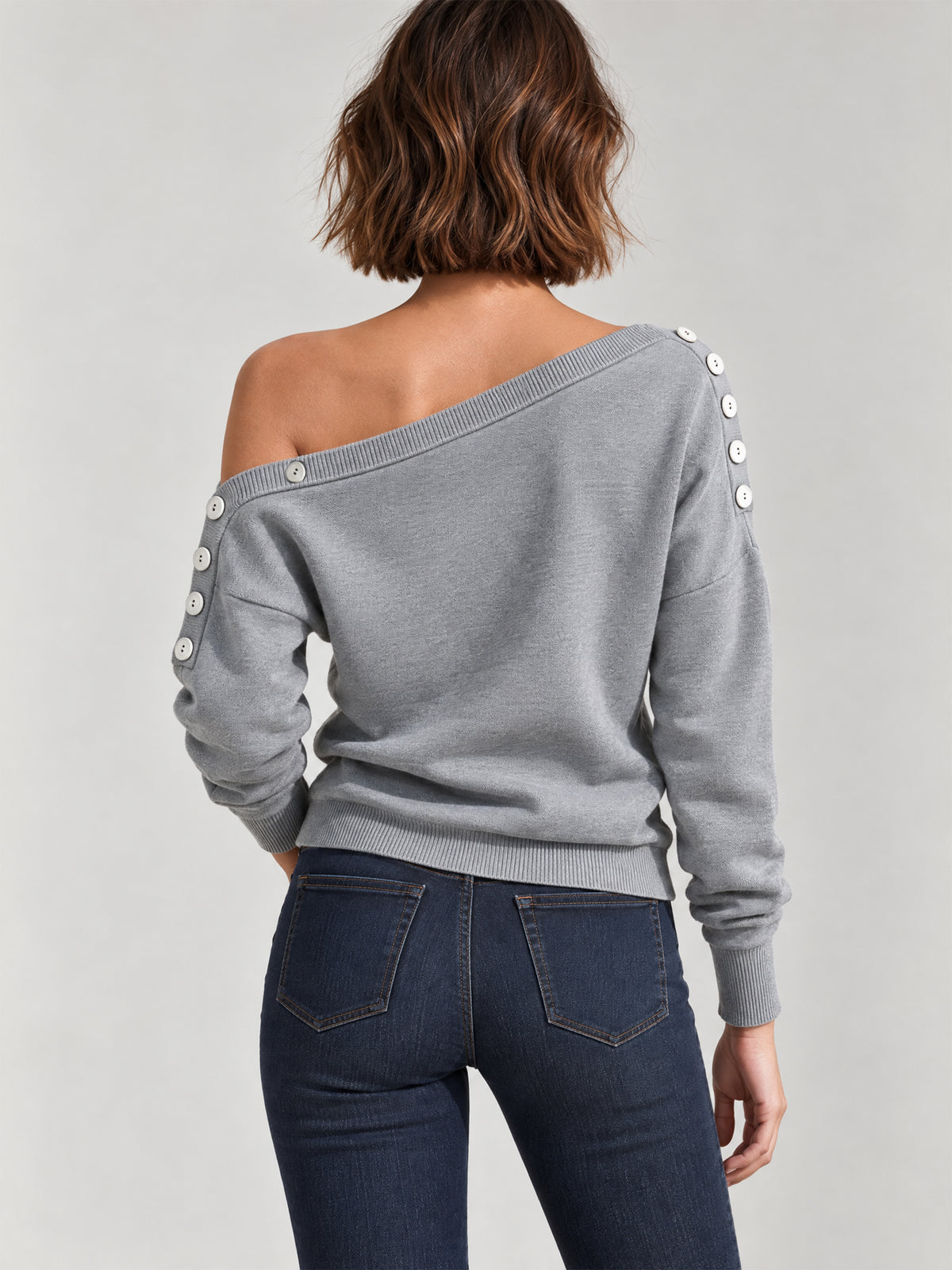Heather Grey Boat Neck Knit Sweater