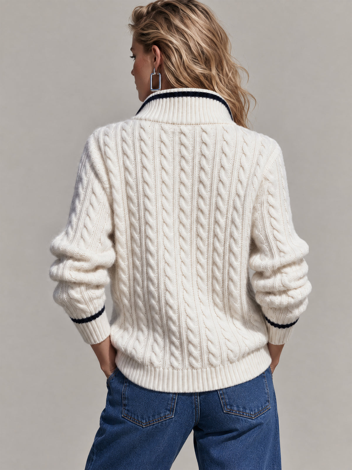 Cable Knit Wool Blend Sweater Knitwear