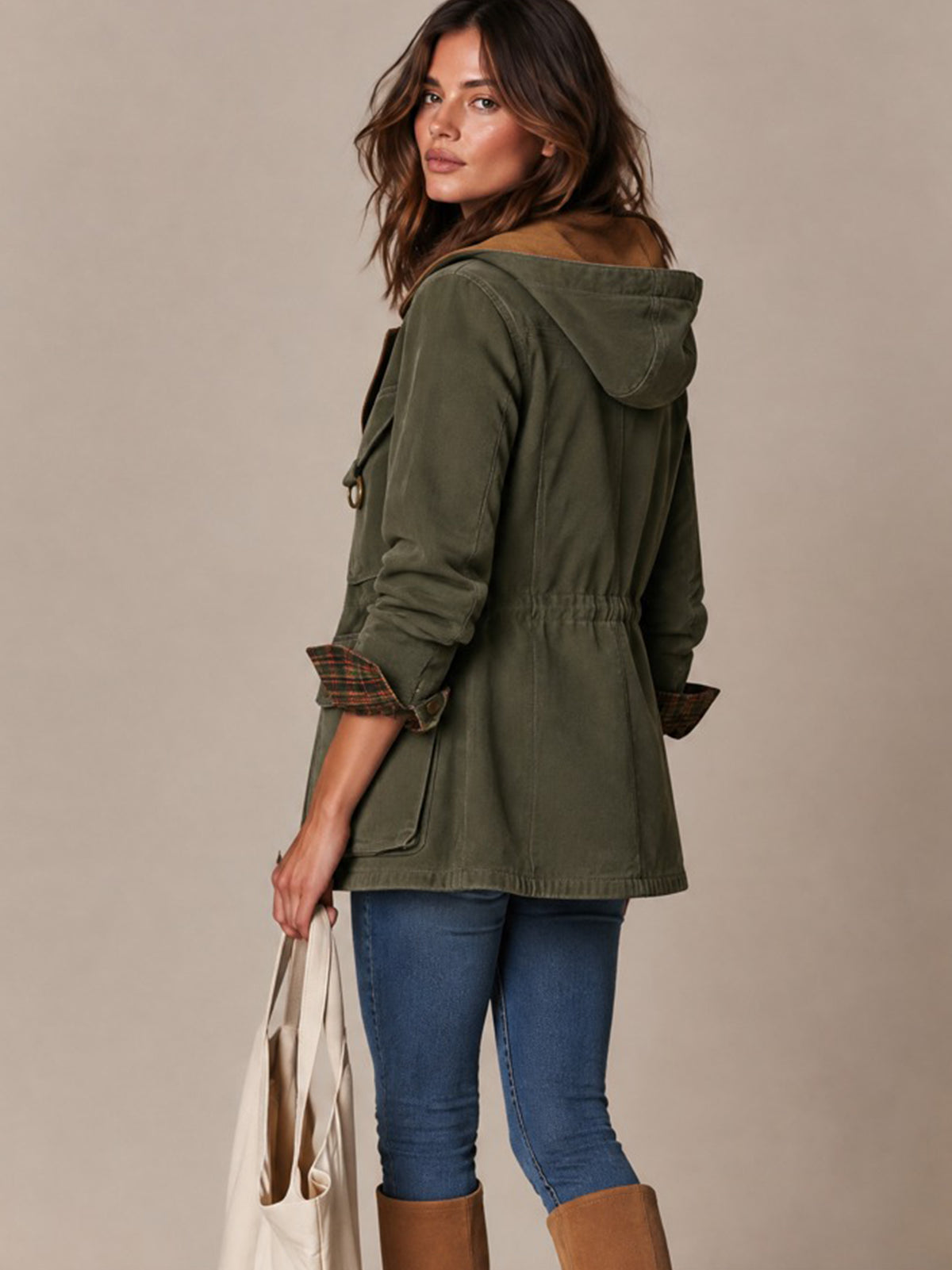Hooded Multi-Pocket Utility Coat Jacket