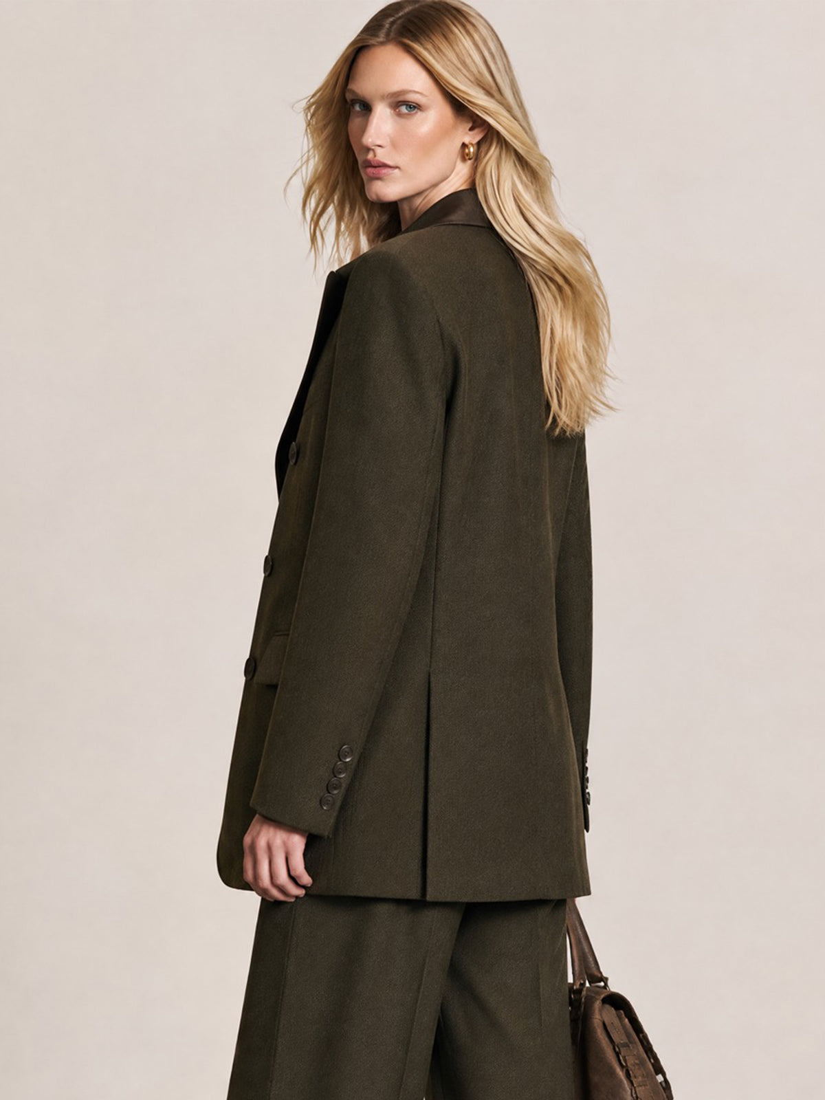Olive Herringbone Blazer Jacket