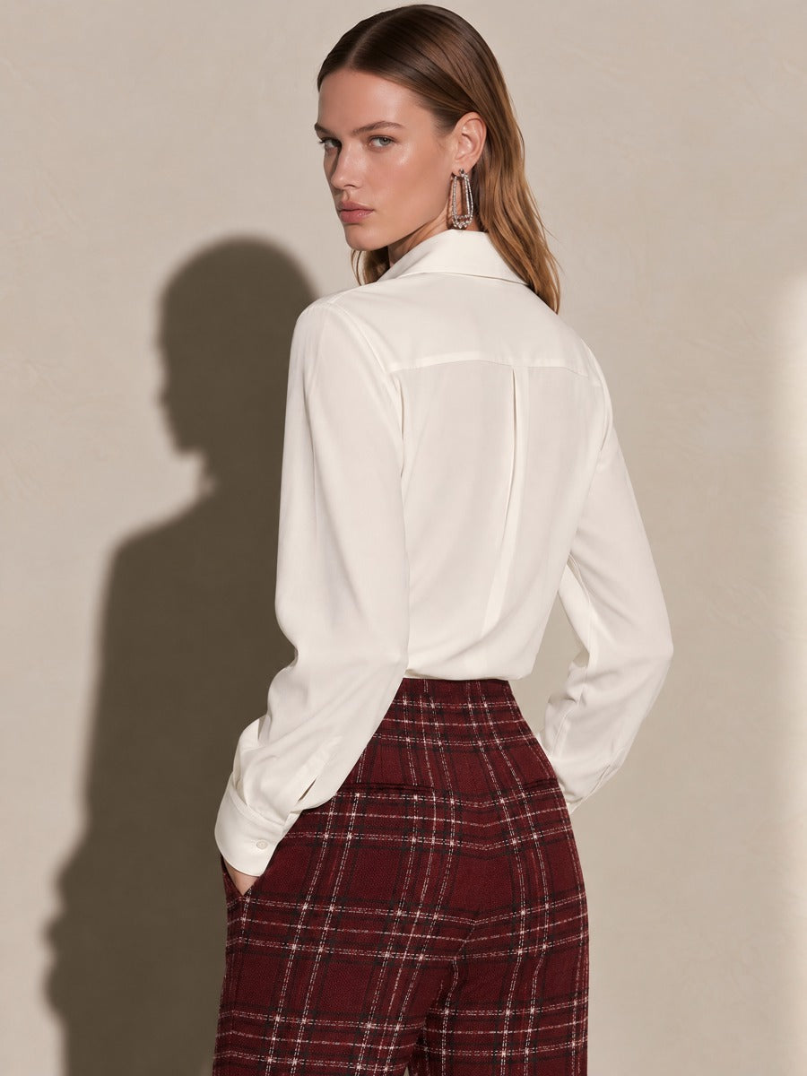 Wide Point Collar Drapey White Shirt