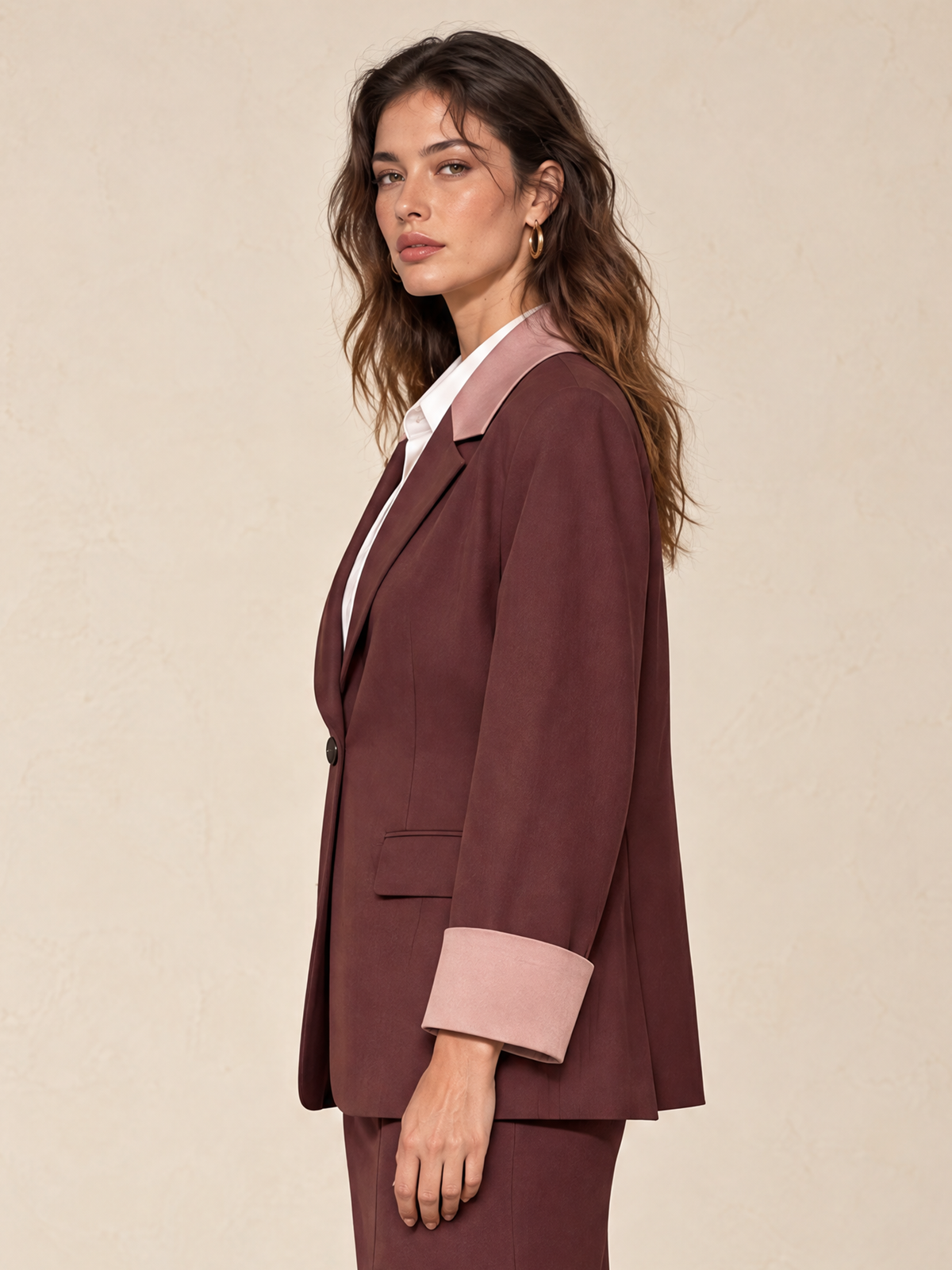 Plum Purple Pink Contrast Panel Blazer