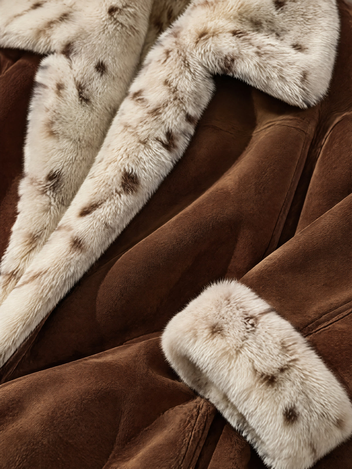 Faux Suede Spotted Fur Trim Jacket