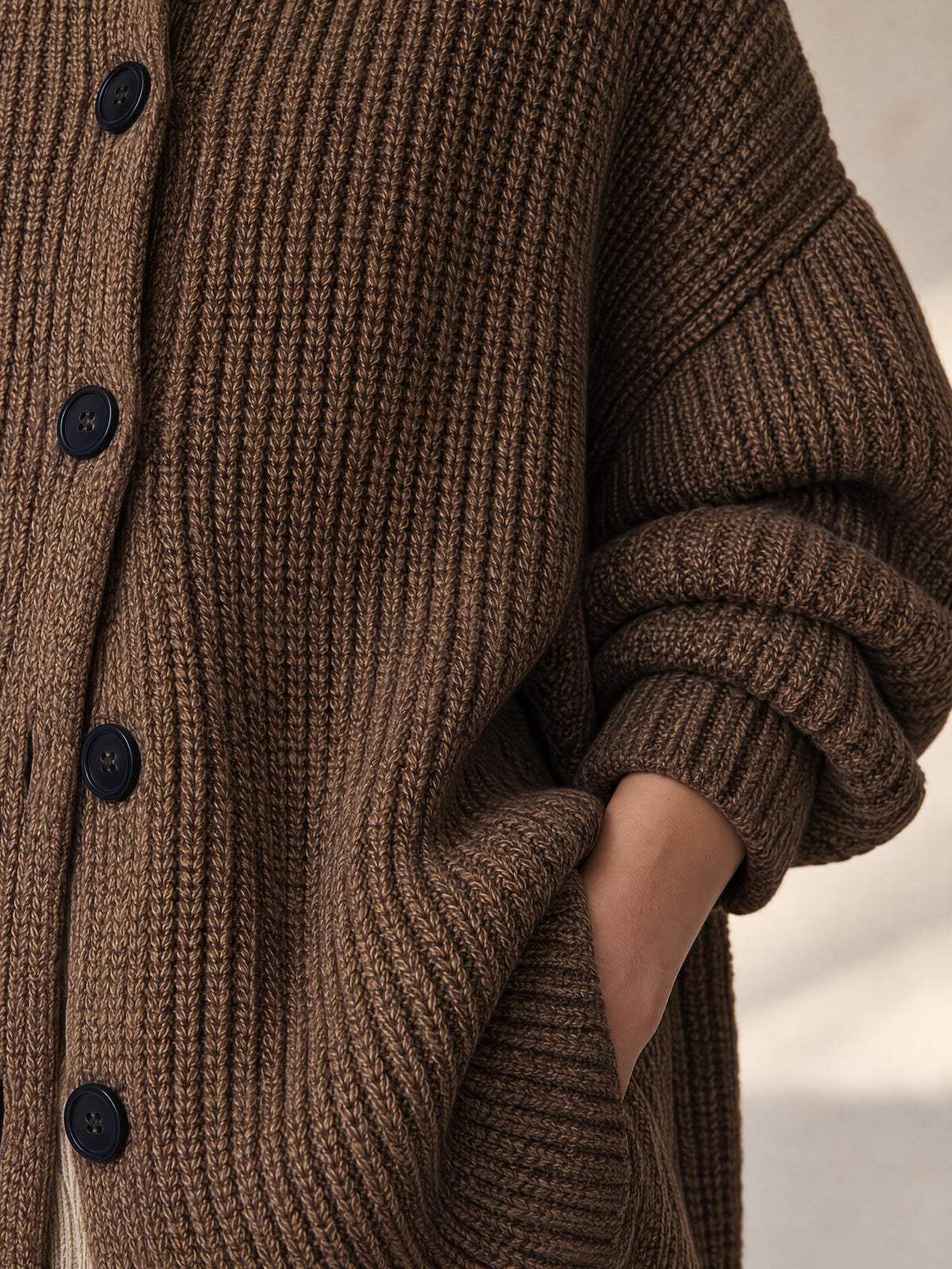 Coffee Brown Turtleneck Cardigan