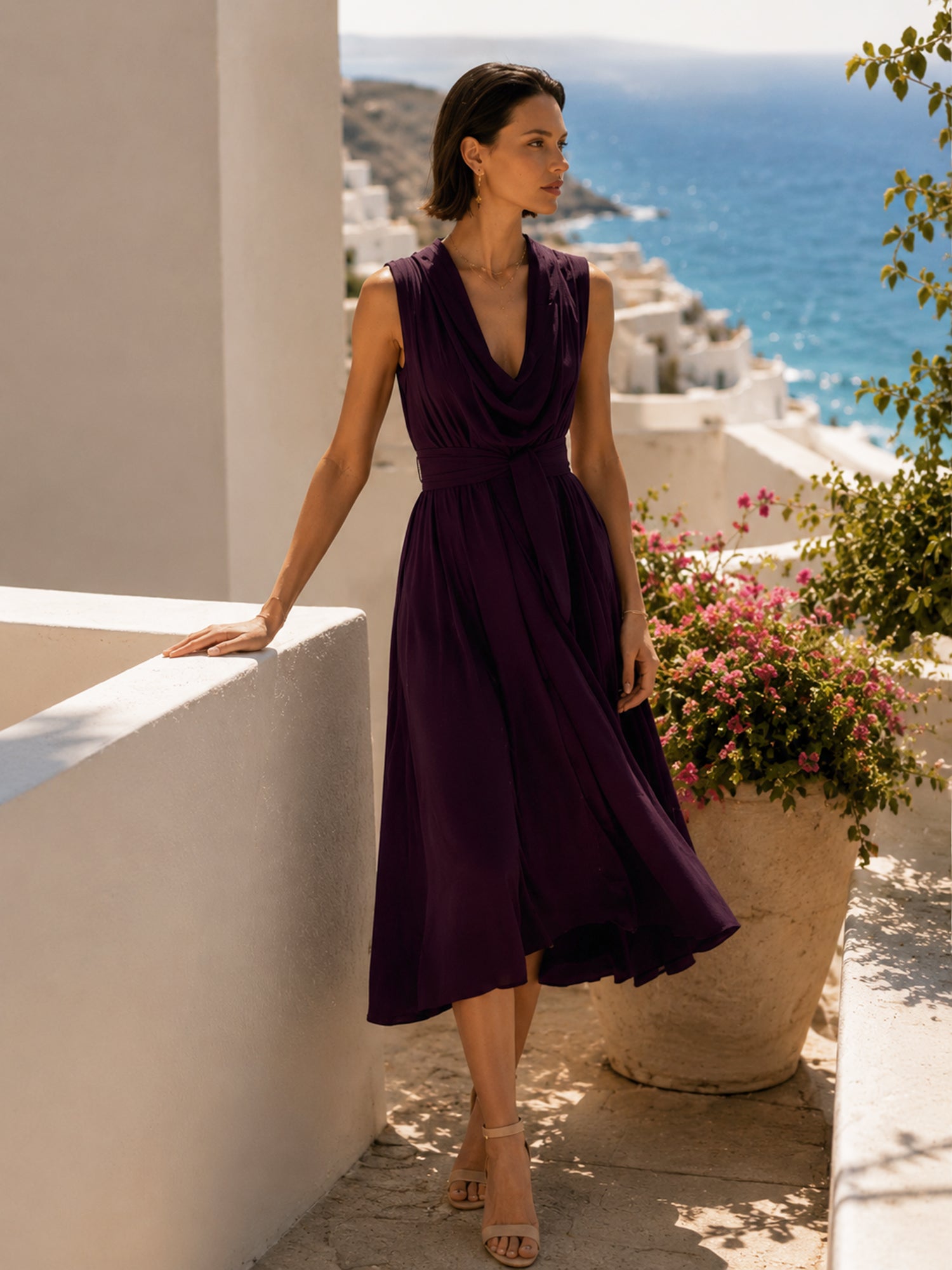 Liserie Midnight Plum Draped Dress