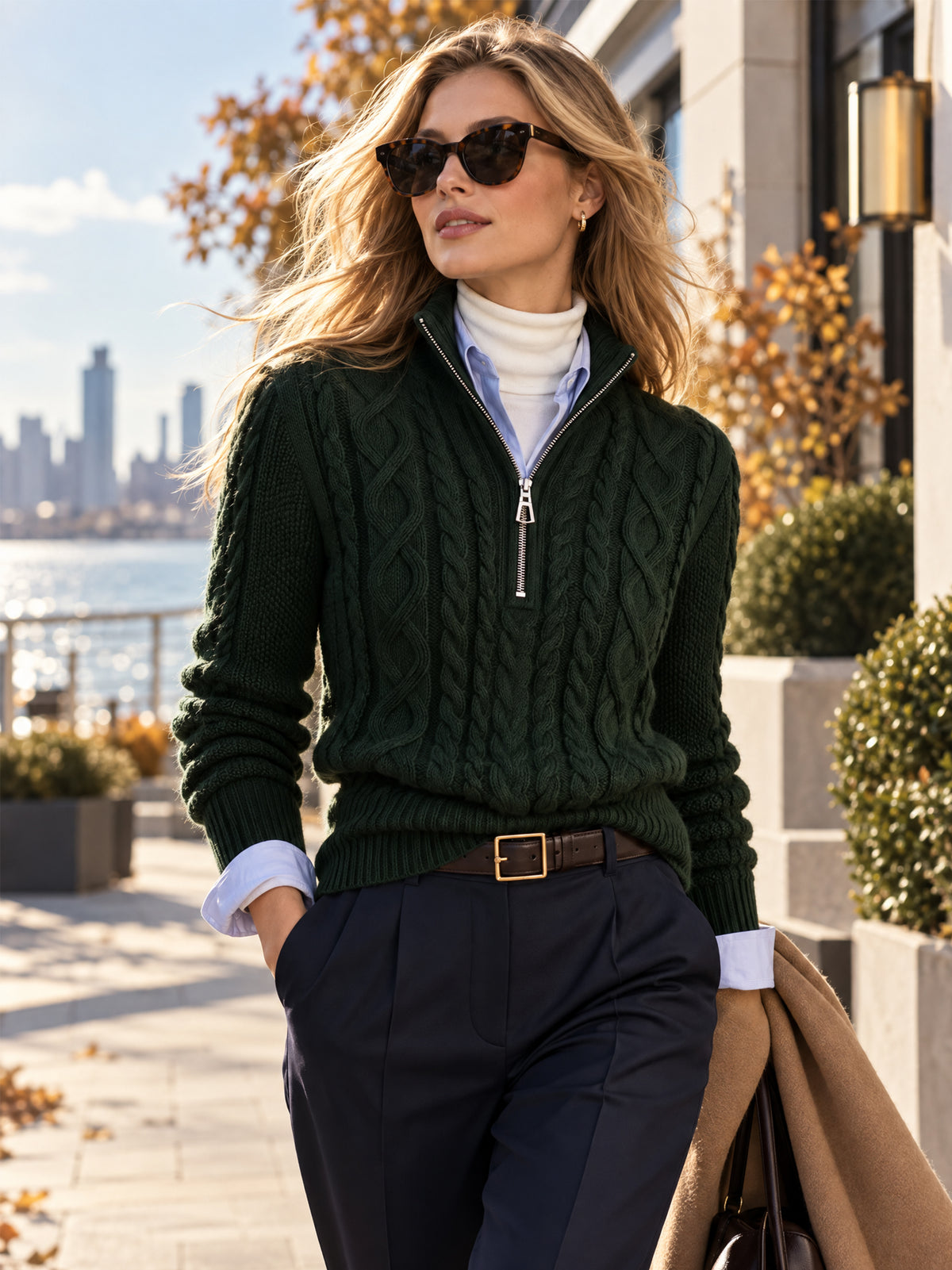 Cable Knit Half-Zip Sweater