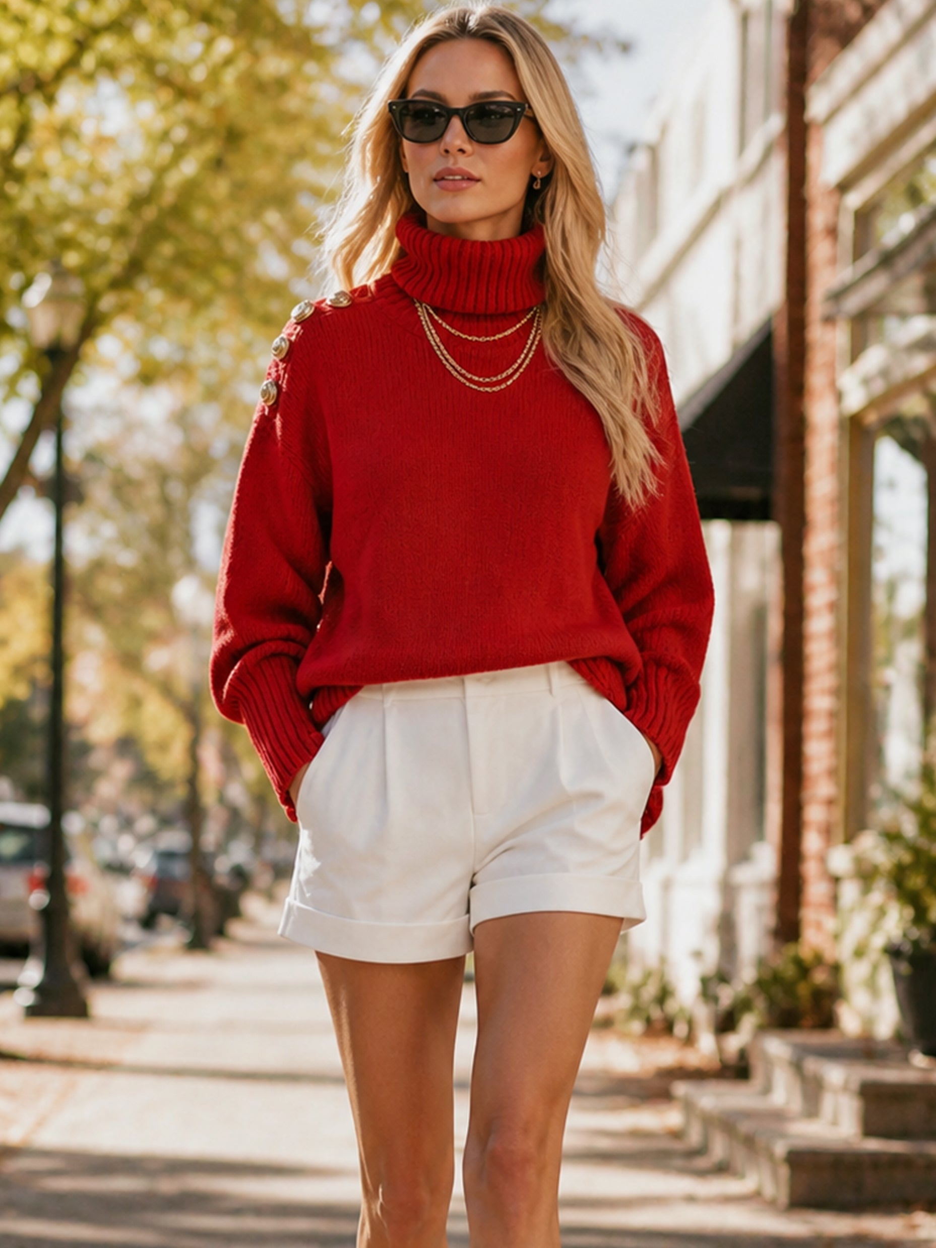 Oversized Turtleneck Knit Sweater Pullover
