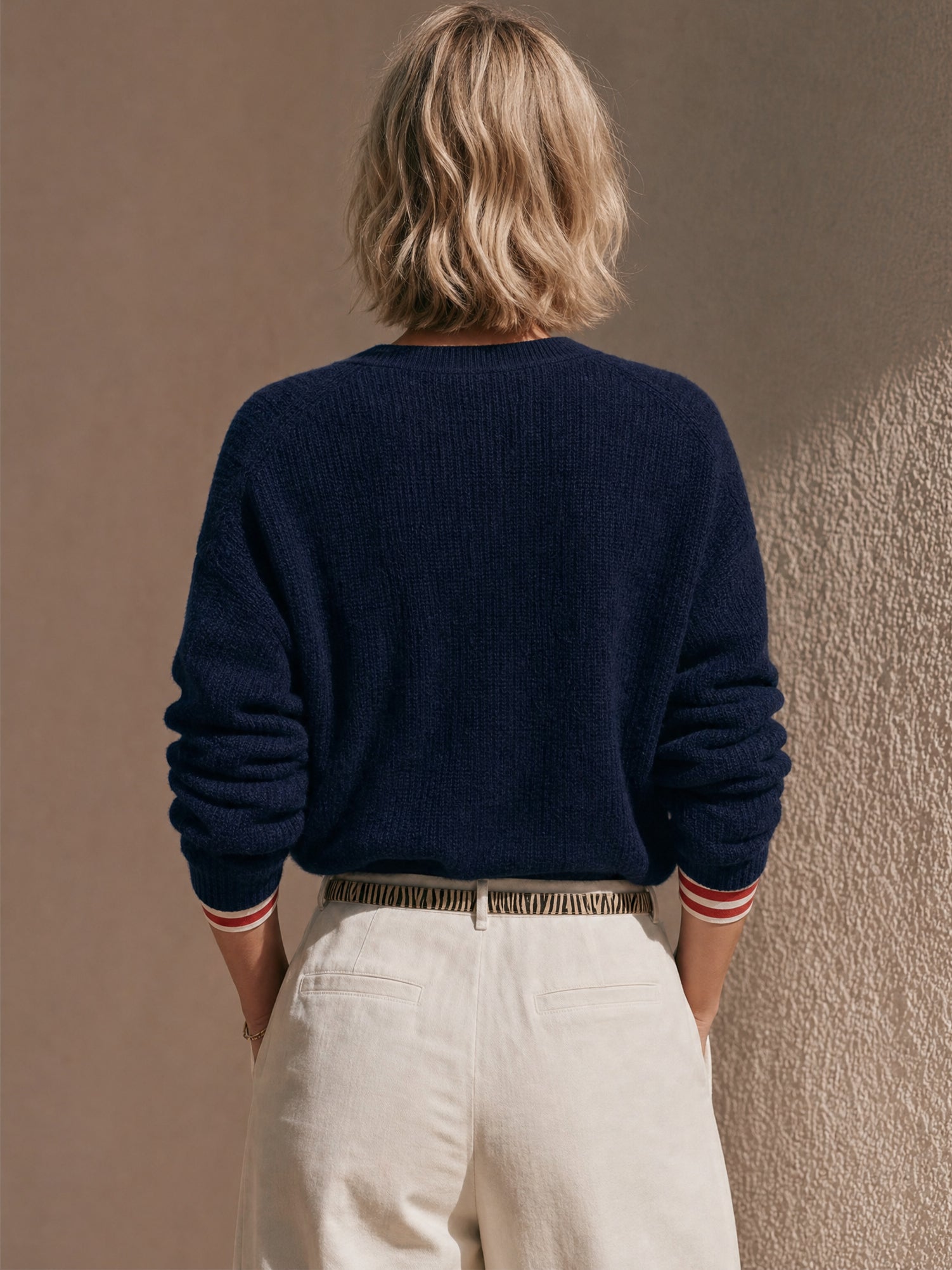 V‑Neck Faux Two‑Piece Knit Sweater