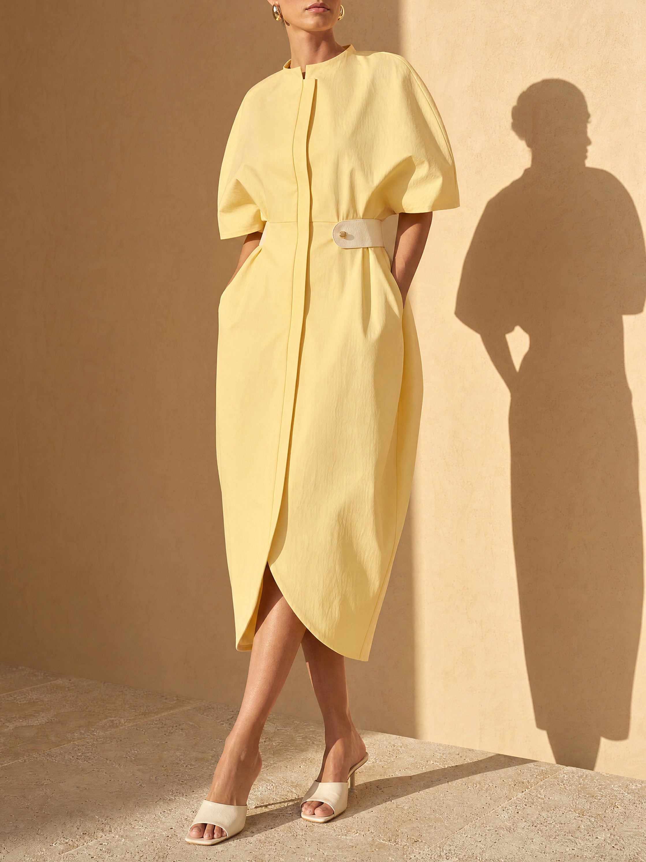 French Grace Butter Yellow Midi Dress
