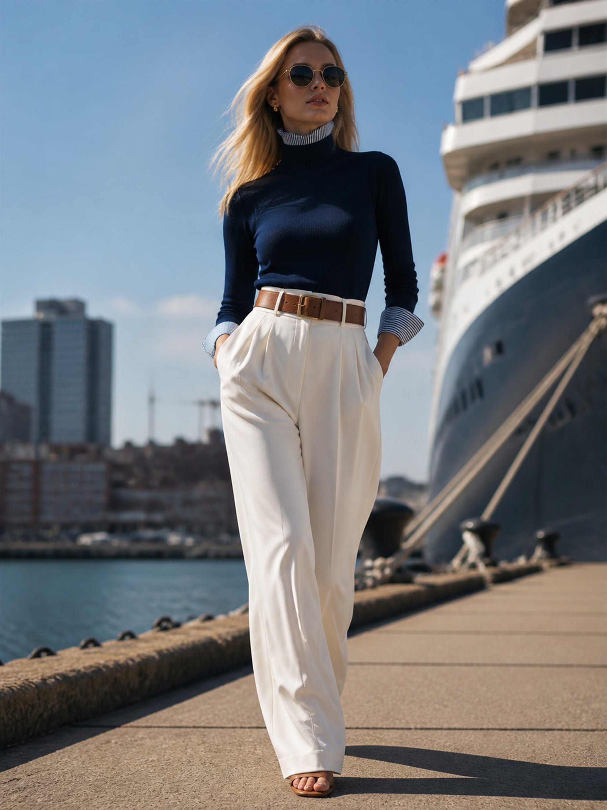 Mock‑Neck Faux‑Layer Knit Sweater