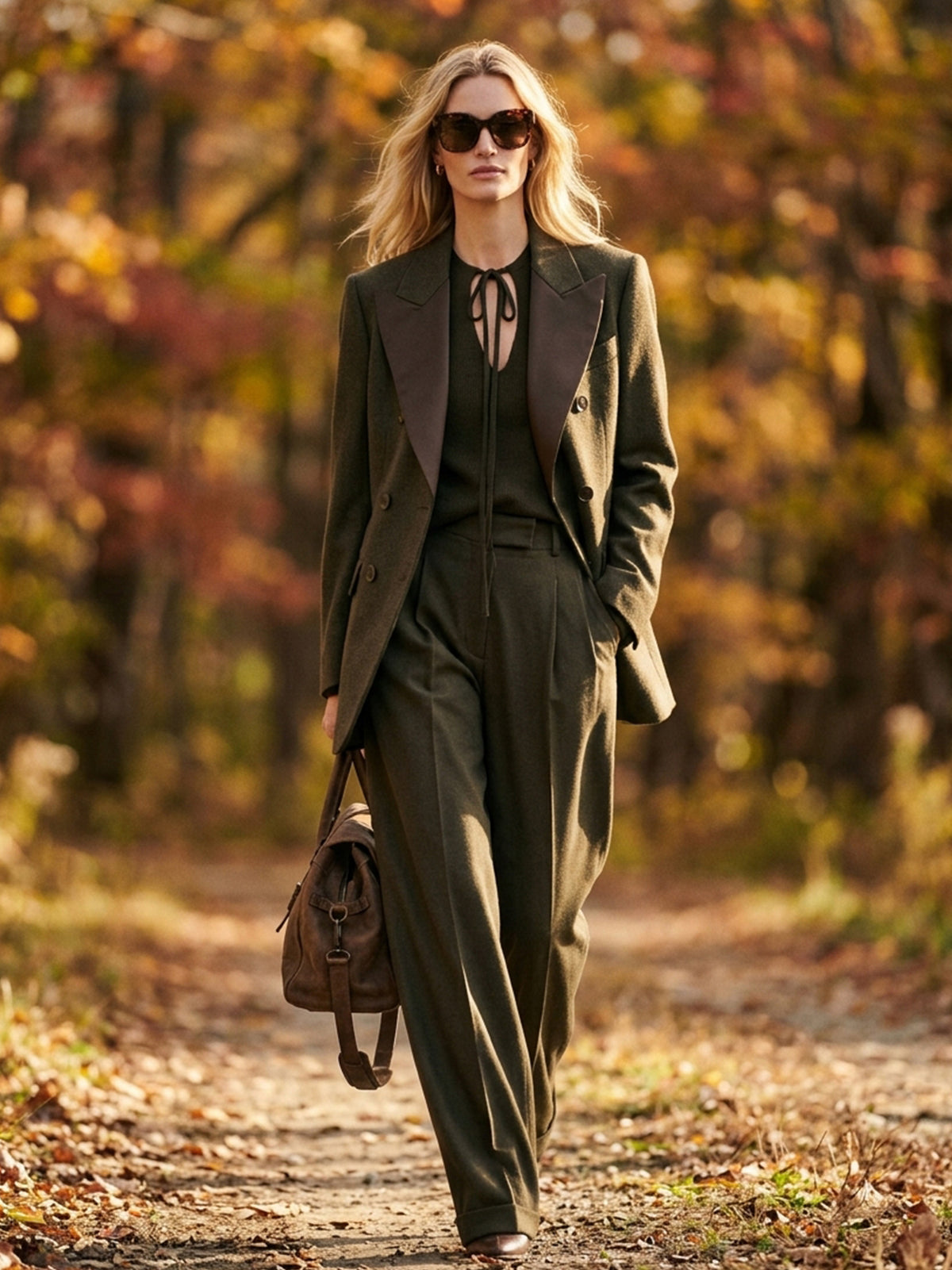 Olive Herringbone Blazer Jacket